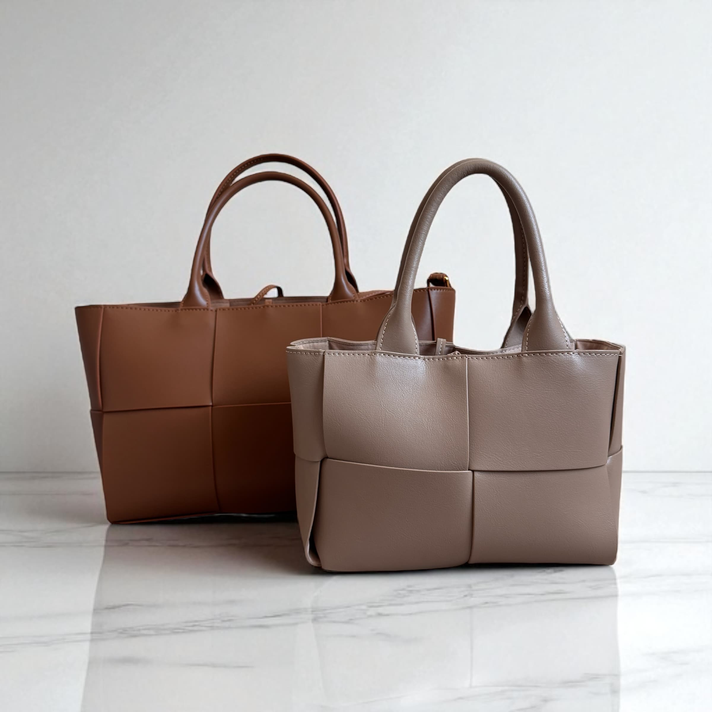 227 本革編み込みバッグ Sサイズ ベージュ Lサイズ ブラウン / “可愛い”に品格を添えてカジュアルにもきれいめにも寄り添う/ルビリア