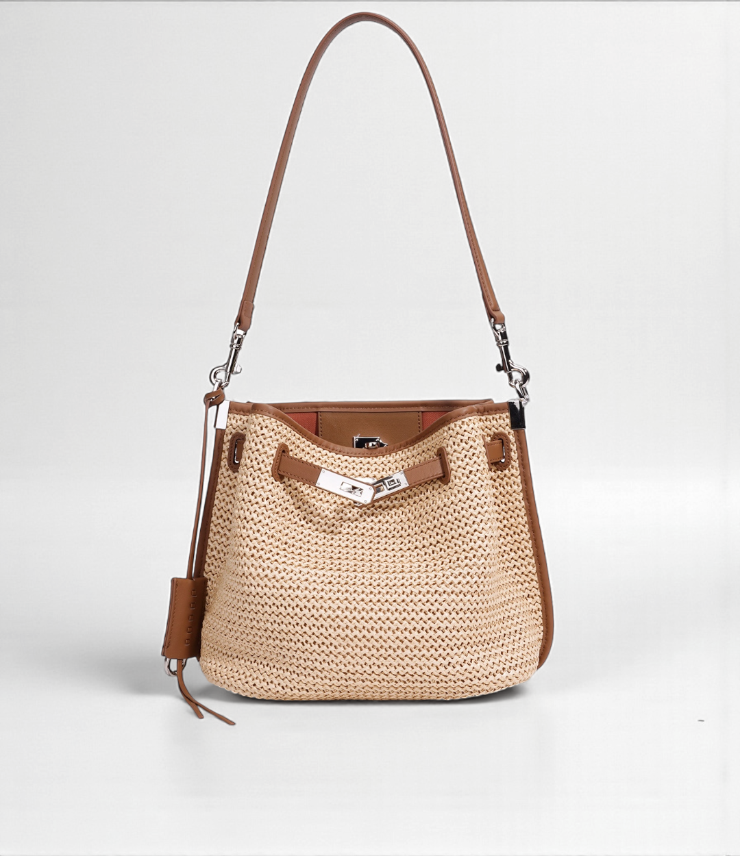 本革ベルトストローバッグ|BROWN | 上品な大人の夏バッグ|返品無料・LINEクーポン【LUVILIA公式】