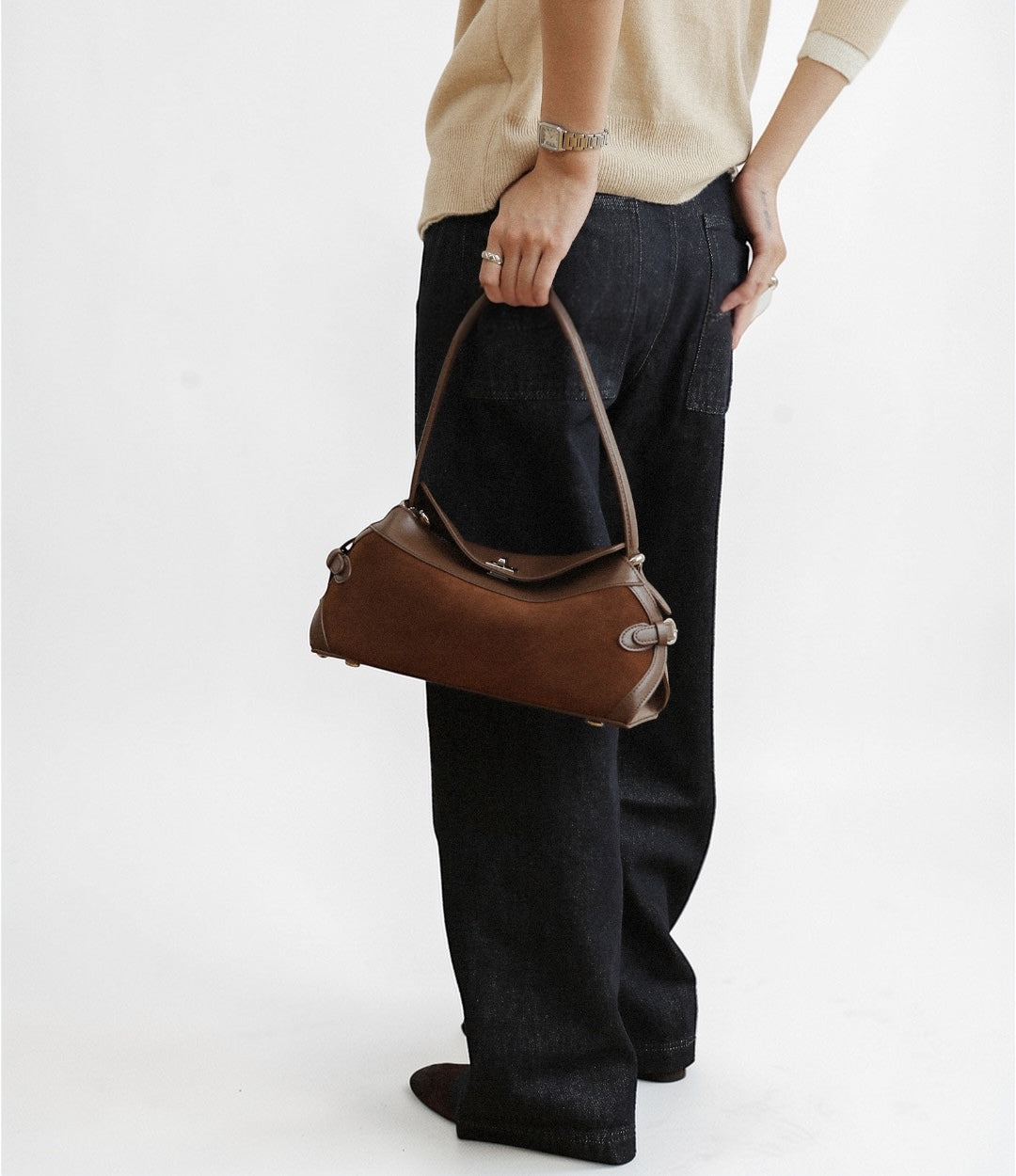 500 牛革スウェードTHバッグ