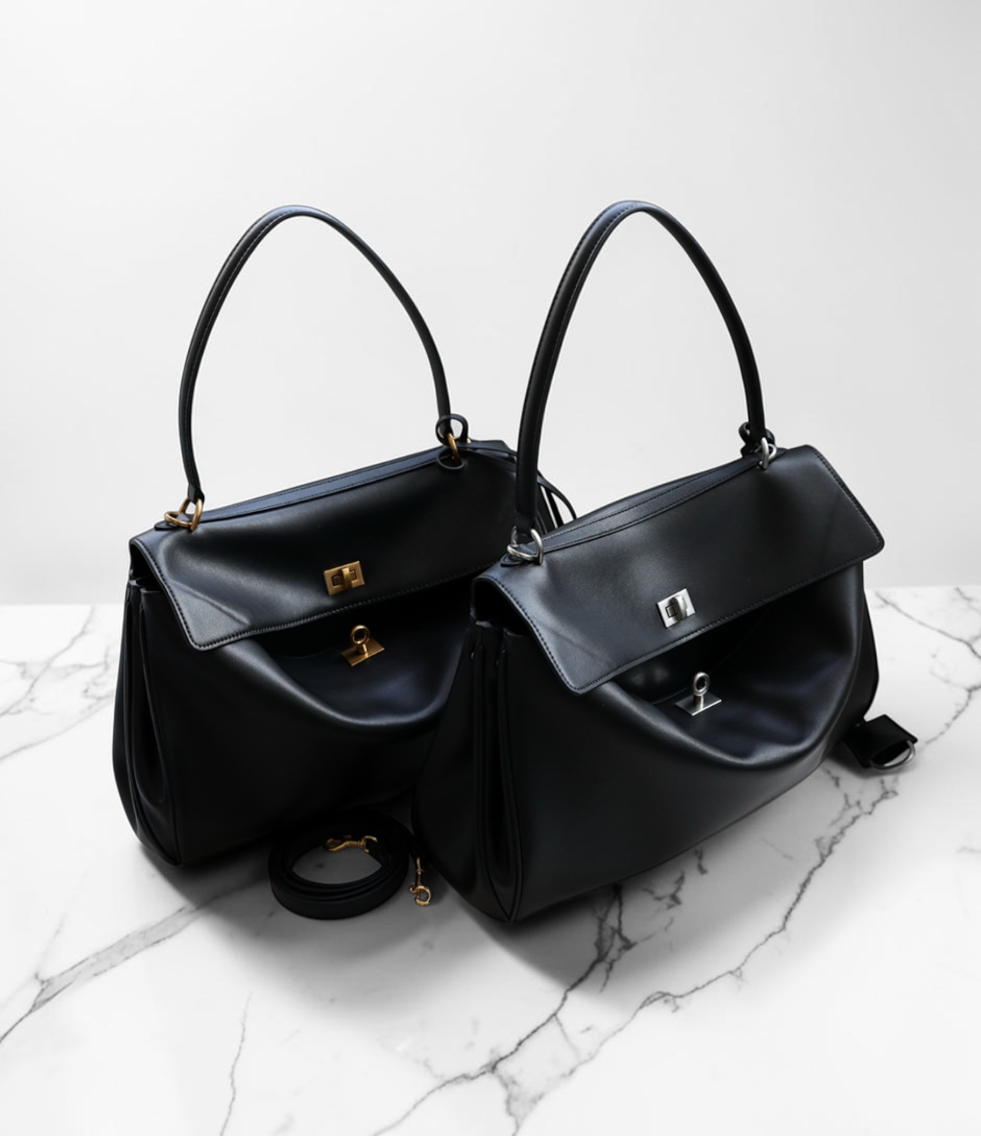 545 本革OHフラップバッグ / BLACK A4対応 2WAY 大人上品通勤バッグ ルビリア LUVILIA