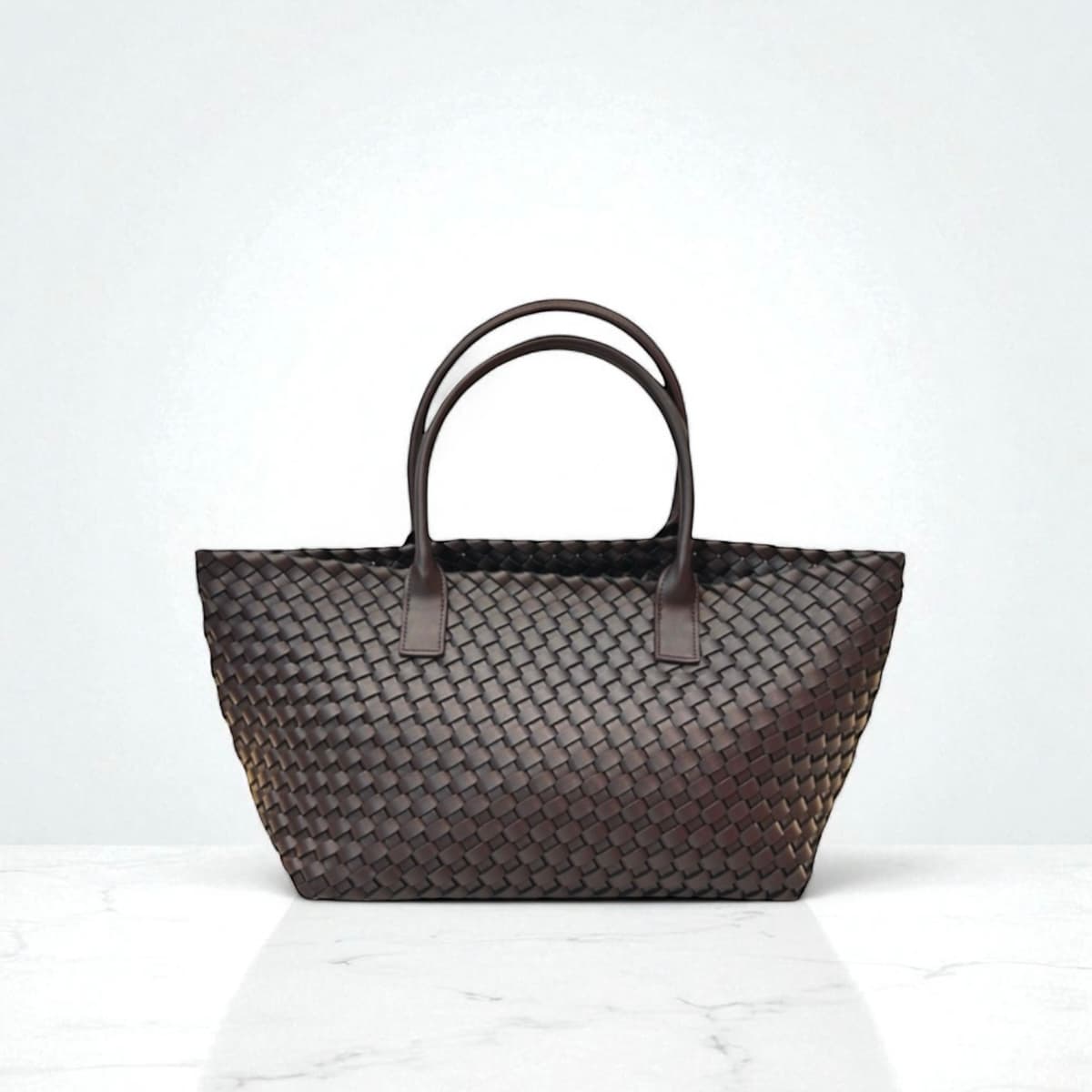 467 本革ICラージトート COFFEE 大容量 A4対応 編み込み 通勤バッグ LUVILIA