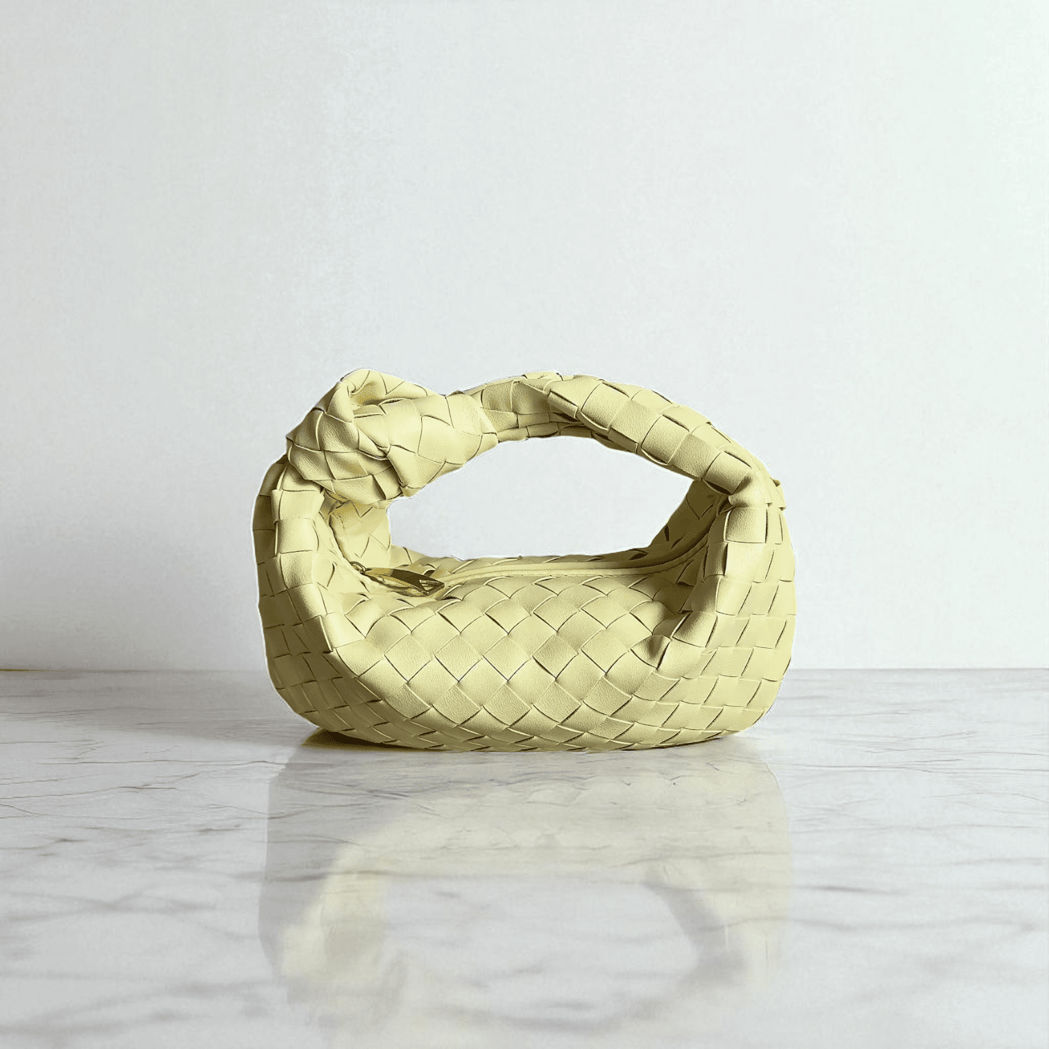 lovemam DESIGNINVERSO ワンハンドルバッグ キャメル 221 牛革編み込みバッグ｜小さめバッグ,ノットハンドル 10色展開