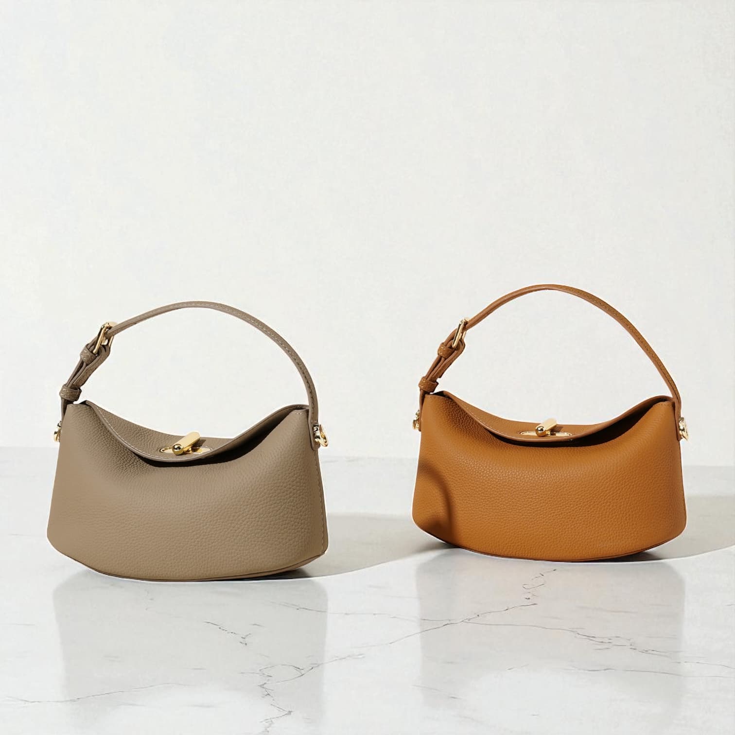 471 牛革ナチュラルフラップバッグ ベージュ&ブラウン|軽量・休日に最適