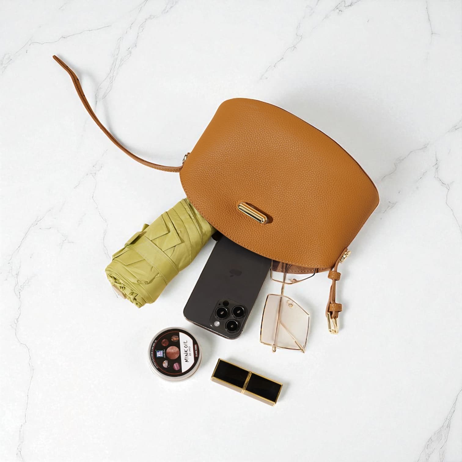 471 牛革ナチュラルフラップバッグ ブラウン|軽量・休日に最適