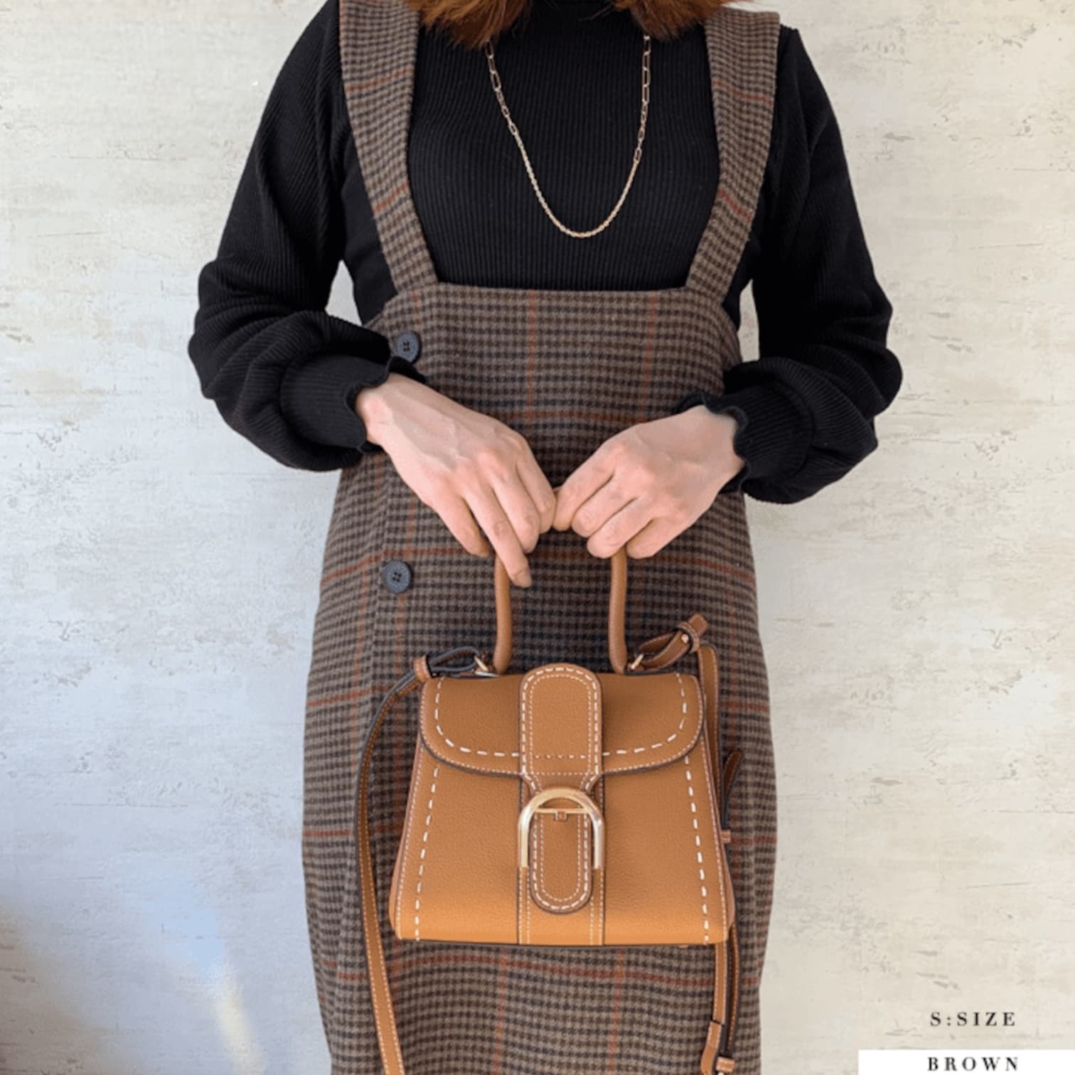 310 牛革TOP“H”ステッチバッグ Sサイズ|休日にもフォーマルにも映える上質レザー/BROWN