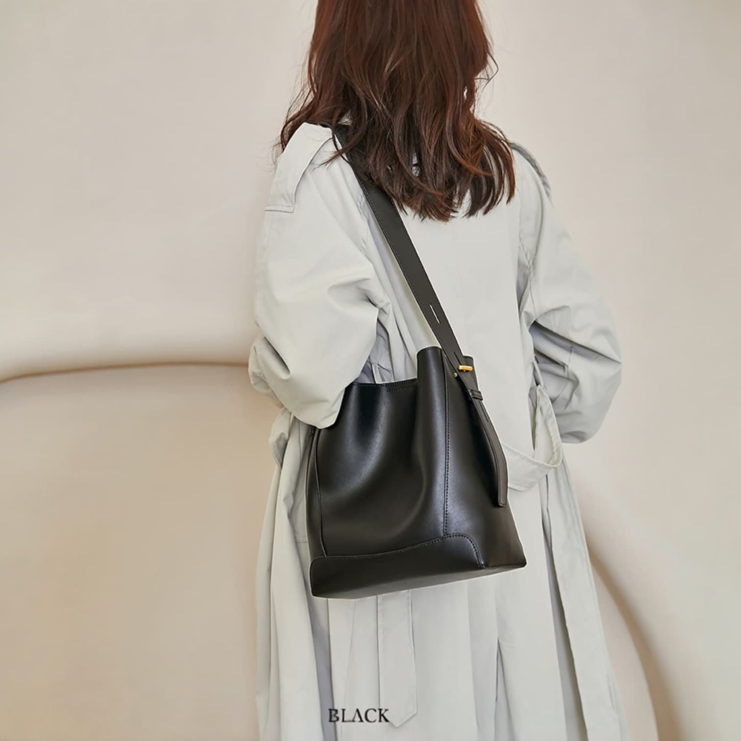 294 本革バケツバッグ ブラック|大人の通勤・休日に最適な3WAYバッグ ルビリア