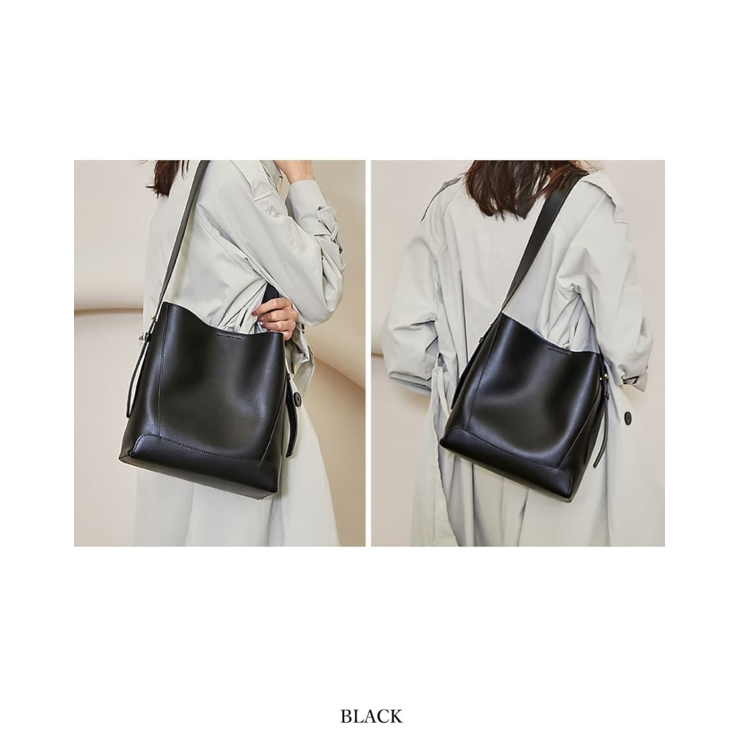 294 本革バケツバッグ ブラック|大人の通勤・休日に最適な3WAYバッグ ルビリア