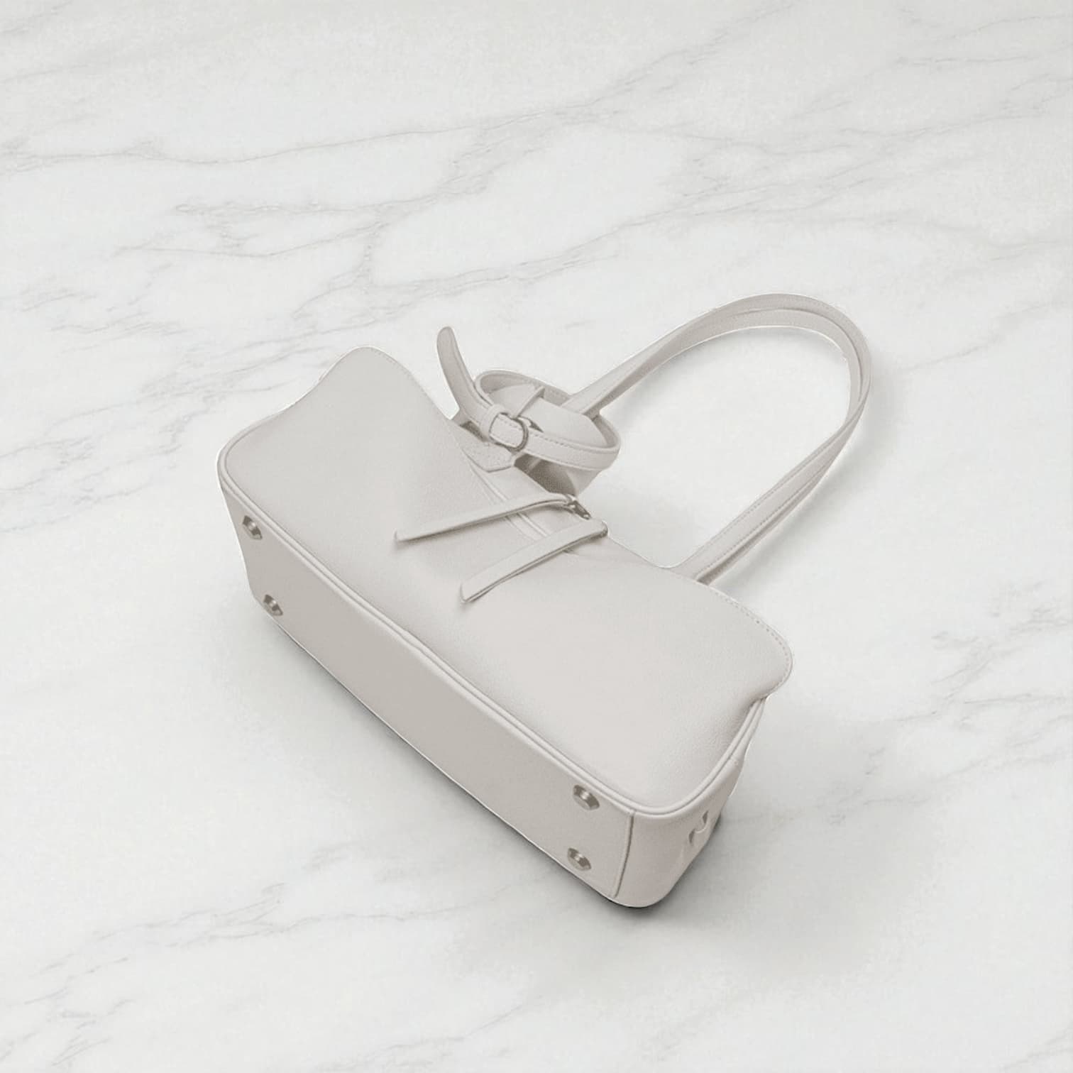 456 本革LHボストンバッグ ホワイト|広めマチで収納力抜群