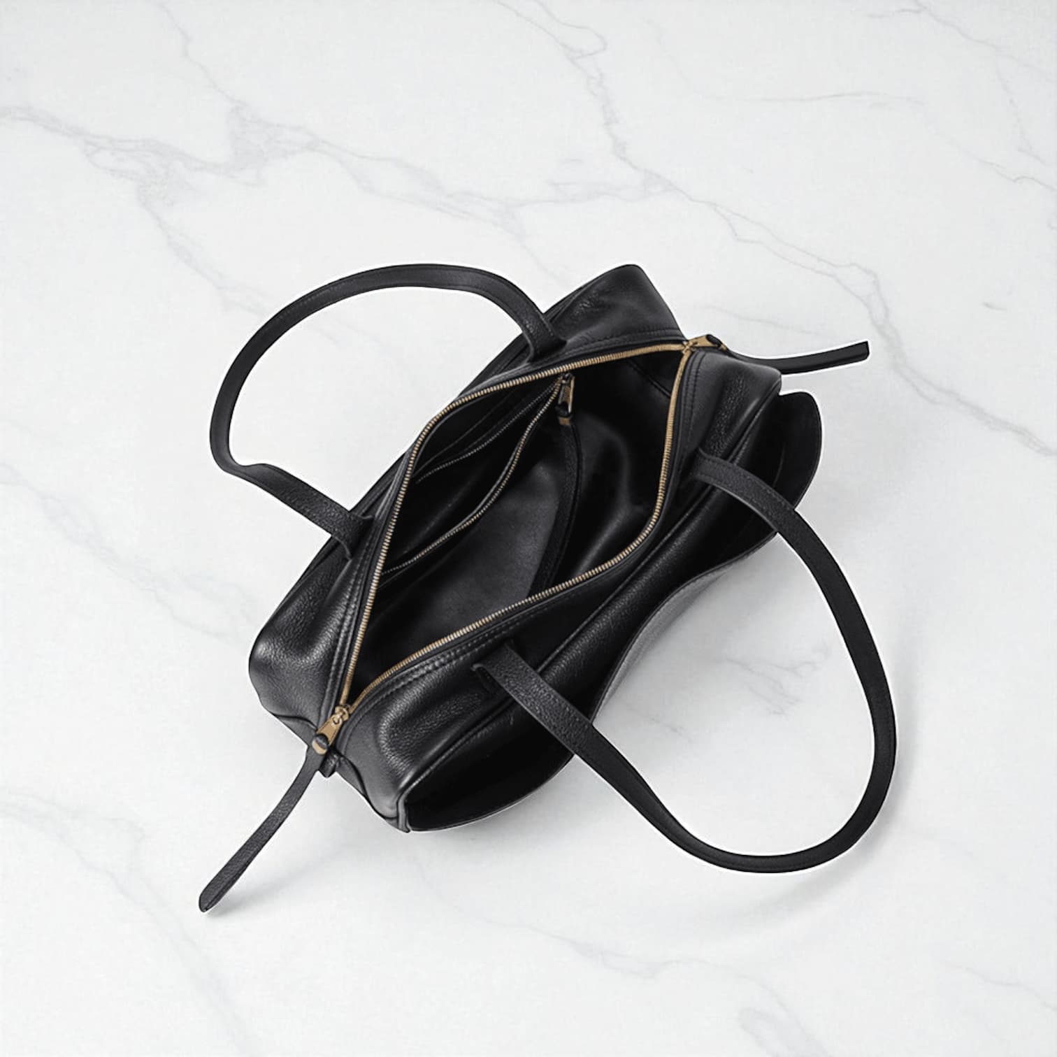 456 本革LHボストンバッグ ブラック|広めマチで収納力抜群