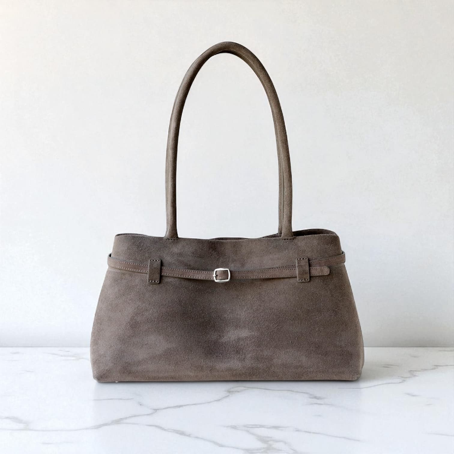 480 本革スウェードLHバッグ グレー|肩掛け可能で通勤・休日に最適 ルビリア