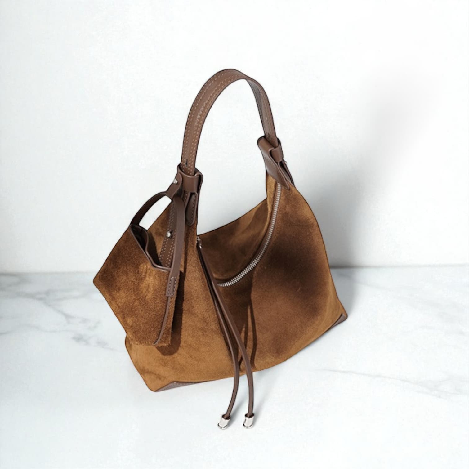 489 本革スウェードHMバッグ ブラウン / 2WAY仕様 ミニバッグ付き ルビリア