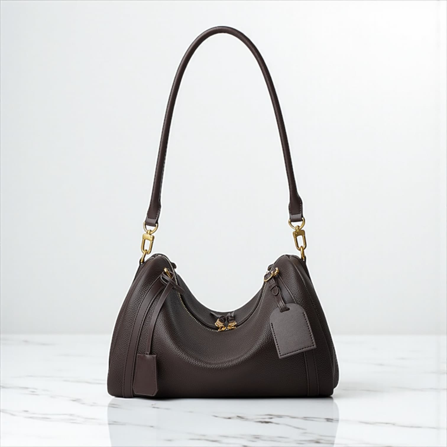 497 本革WBボストンバッグ ブラウン|大容量デザイン ルビリア