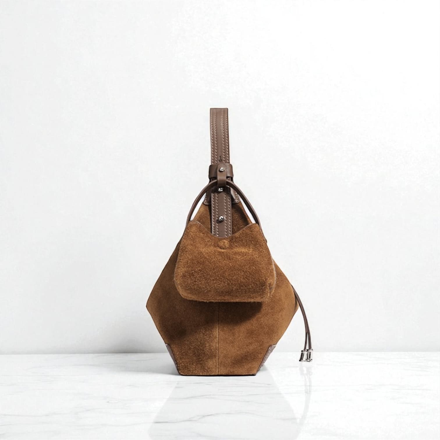 489 本革スウェードHMバッグ ブラウン / 2WAY仕様 ミニバッグ付き ルビリア