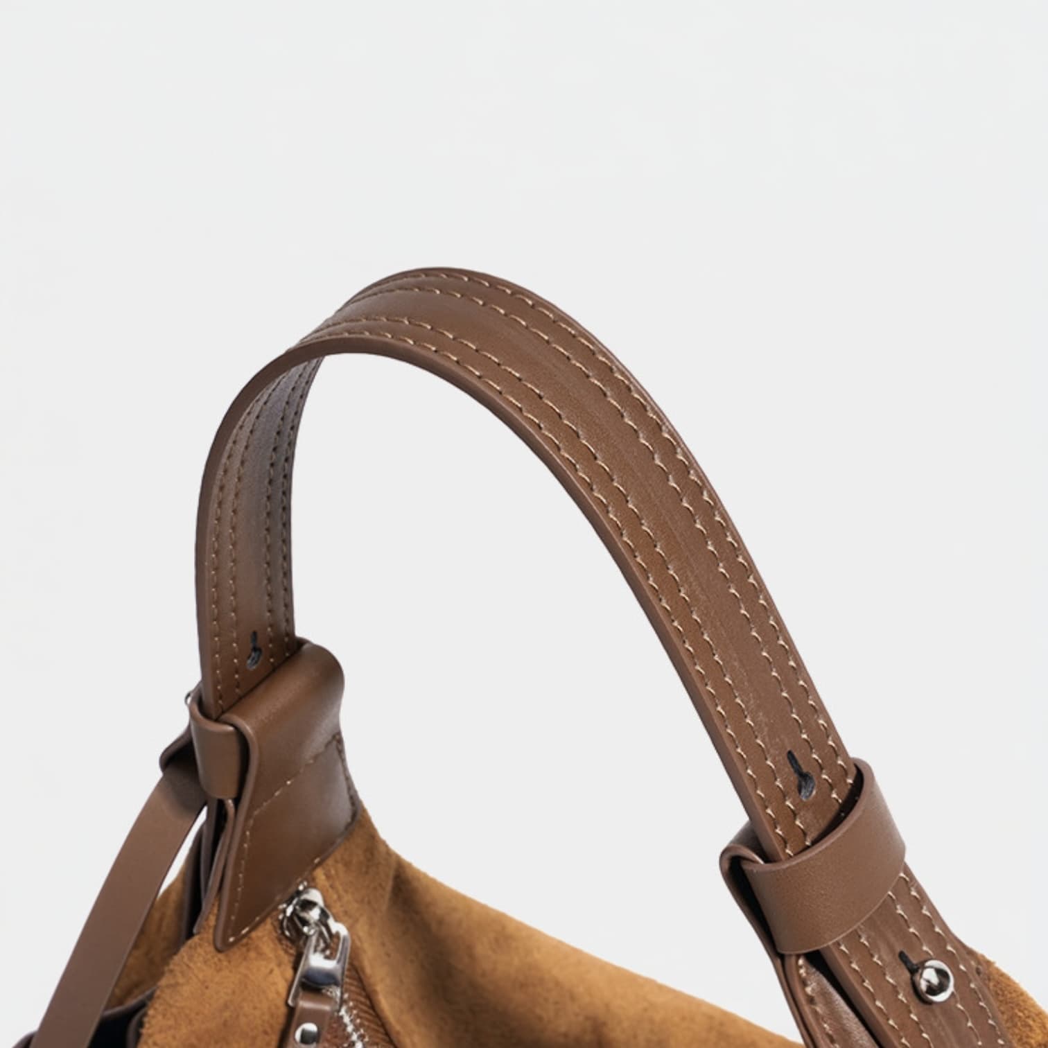 489 本革スウェードHMバッグ ブラウン / 2WAY仕様 ミニバッグ付き ルビリア