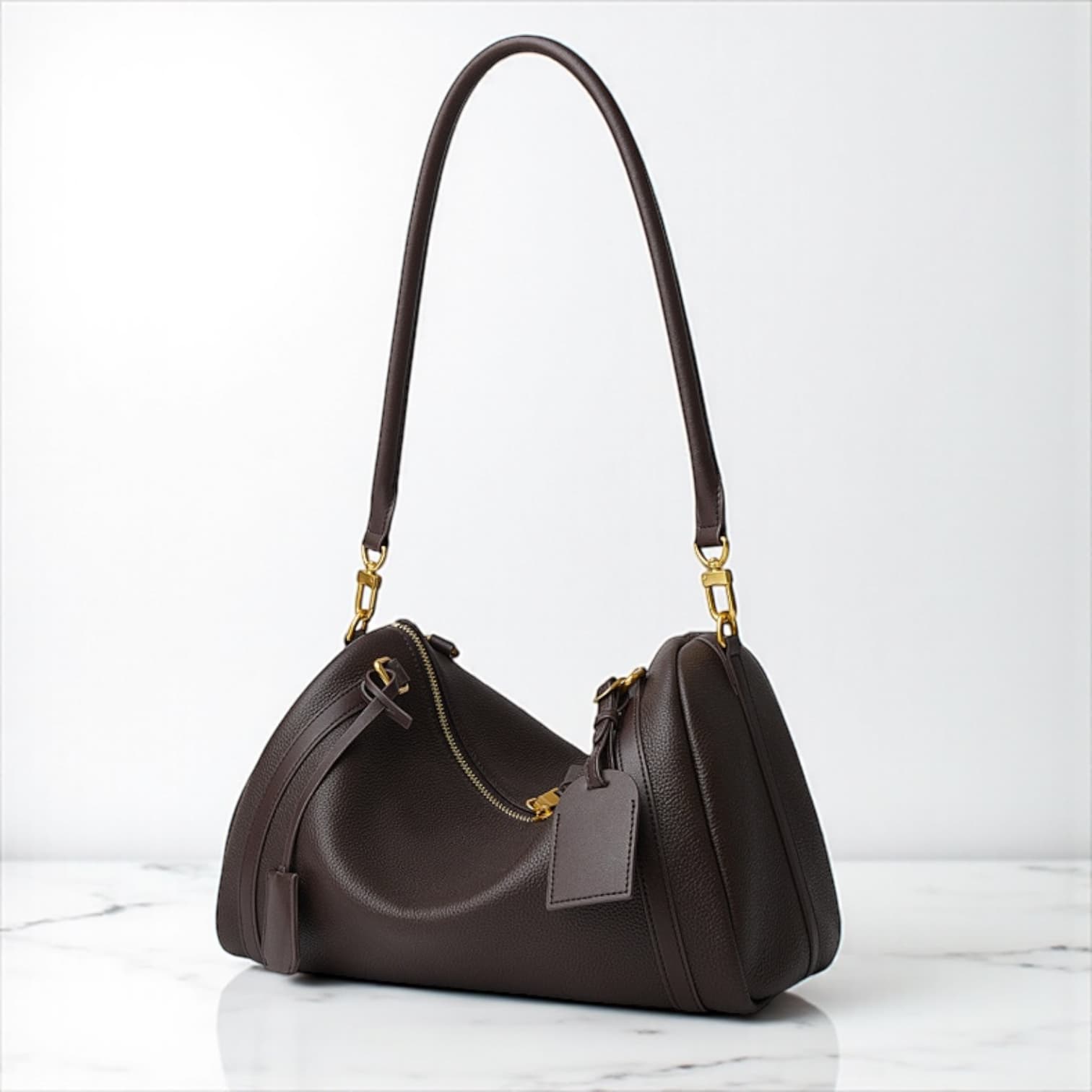 497 本革WBボストンバッグ ブラウン|大容量デザイン ルビリア