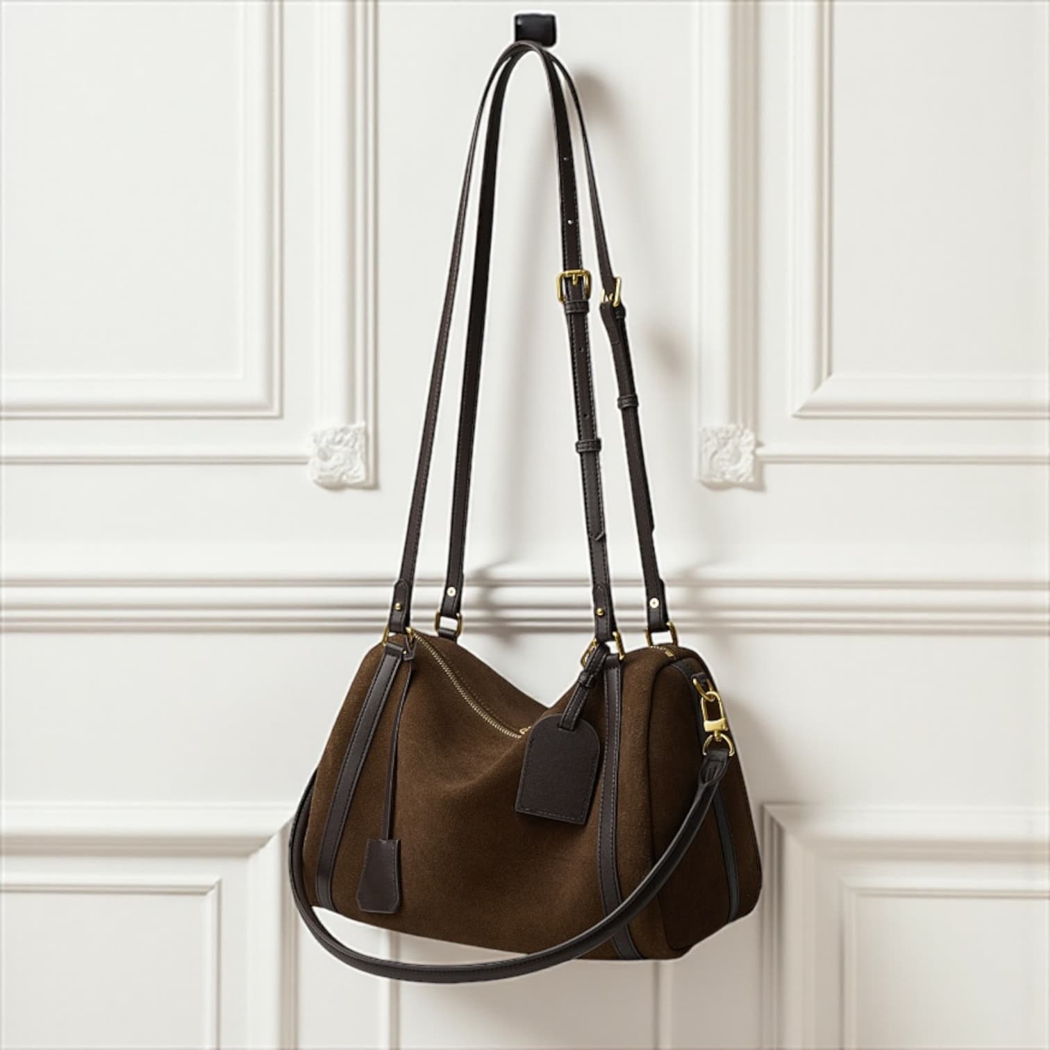 497 本革WBボストンバッグ モカ|上質スウェード×大容量デザイン ルビリア