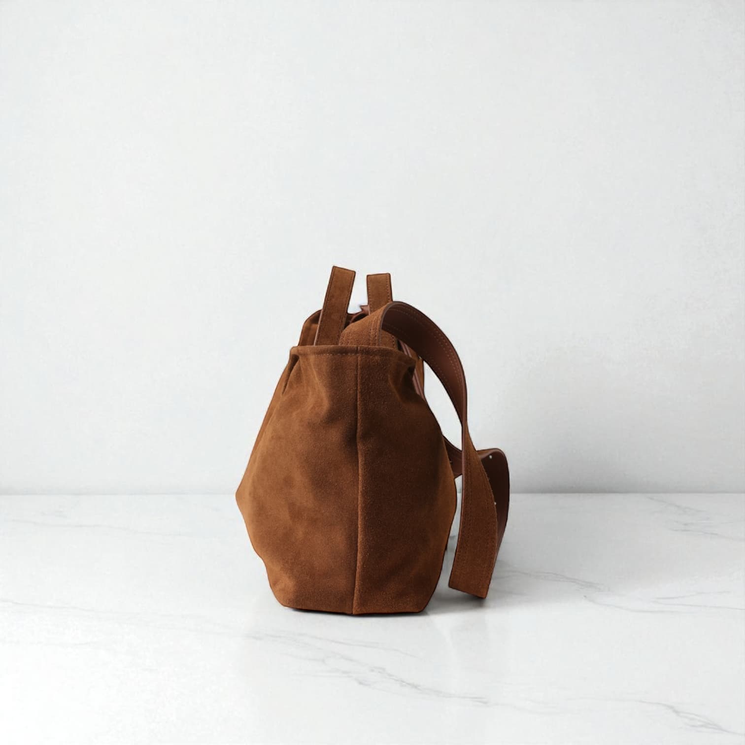 493 本革スウェードTOPハンドルバッグ ブラウン|通勤にも使える上品スウェードバッグ ルビリア