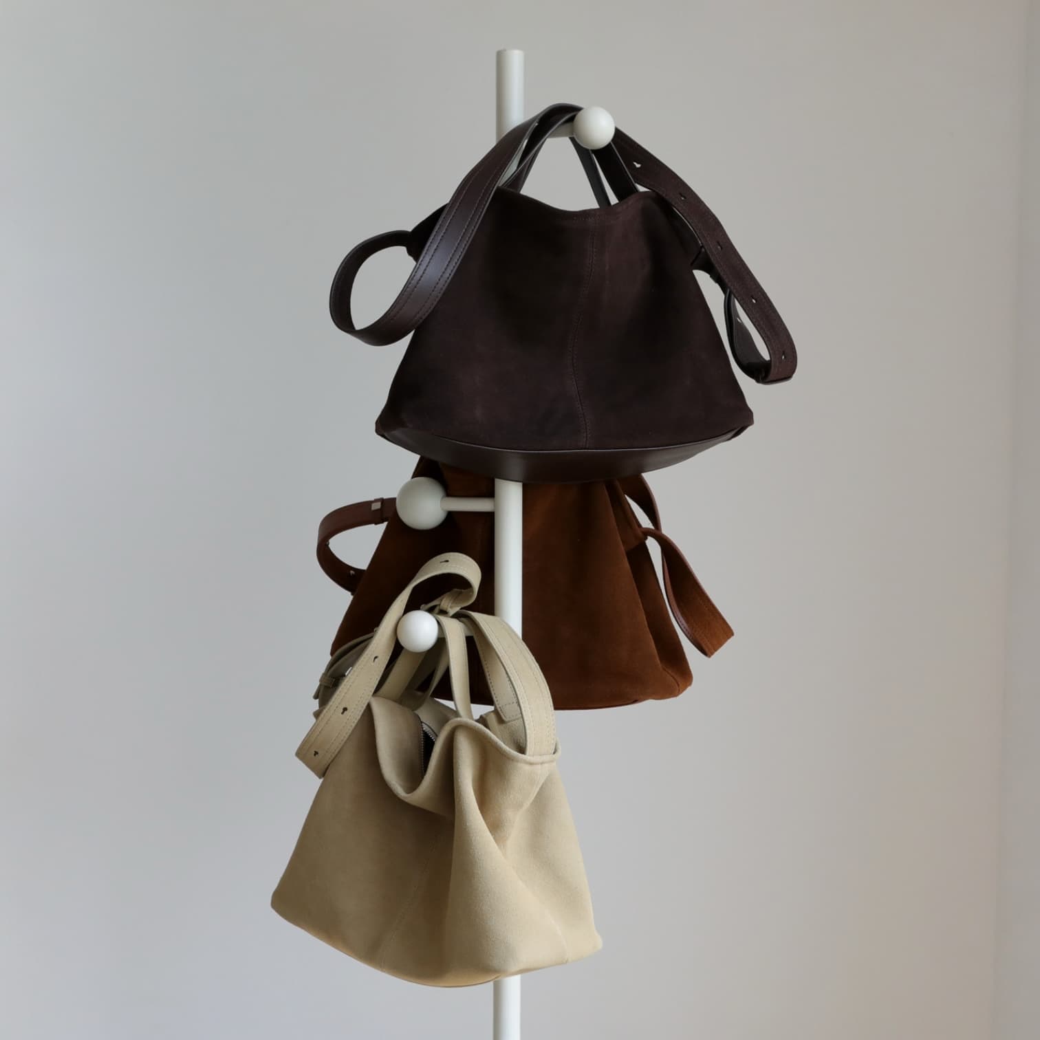 493 本革スウェードTOPハンドルバッグ モカ ブラウン ベージュ|通勤にも使える上品スウェードバッグ ルビリア