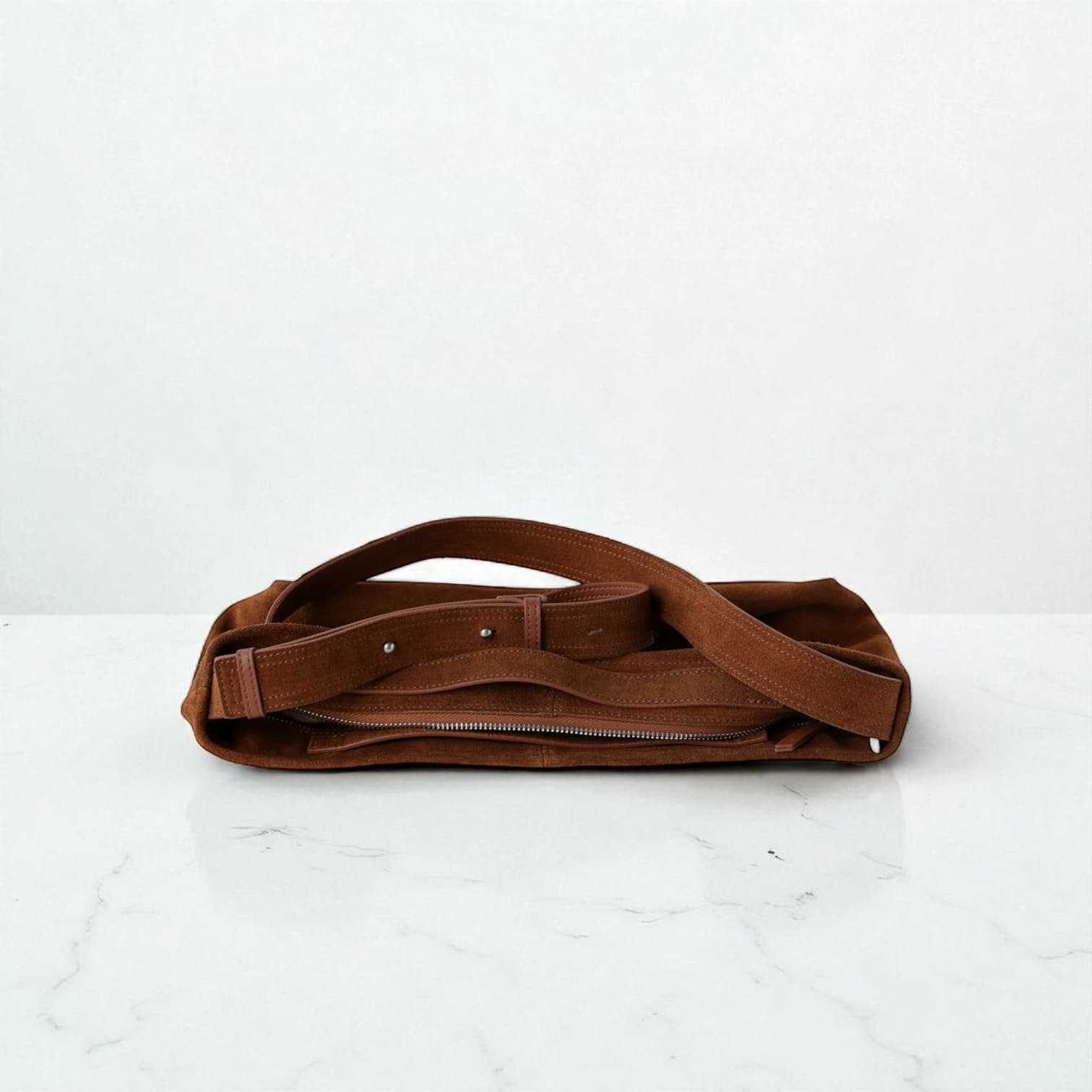 493 本革スウェードTOPハンドルバッグ ブラウン|通勤にも使える上品スウェードバッグ ルビリア