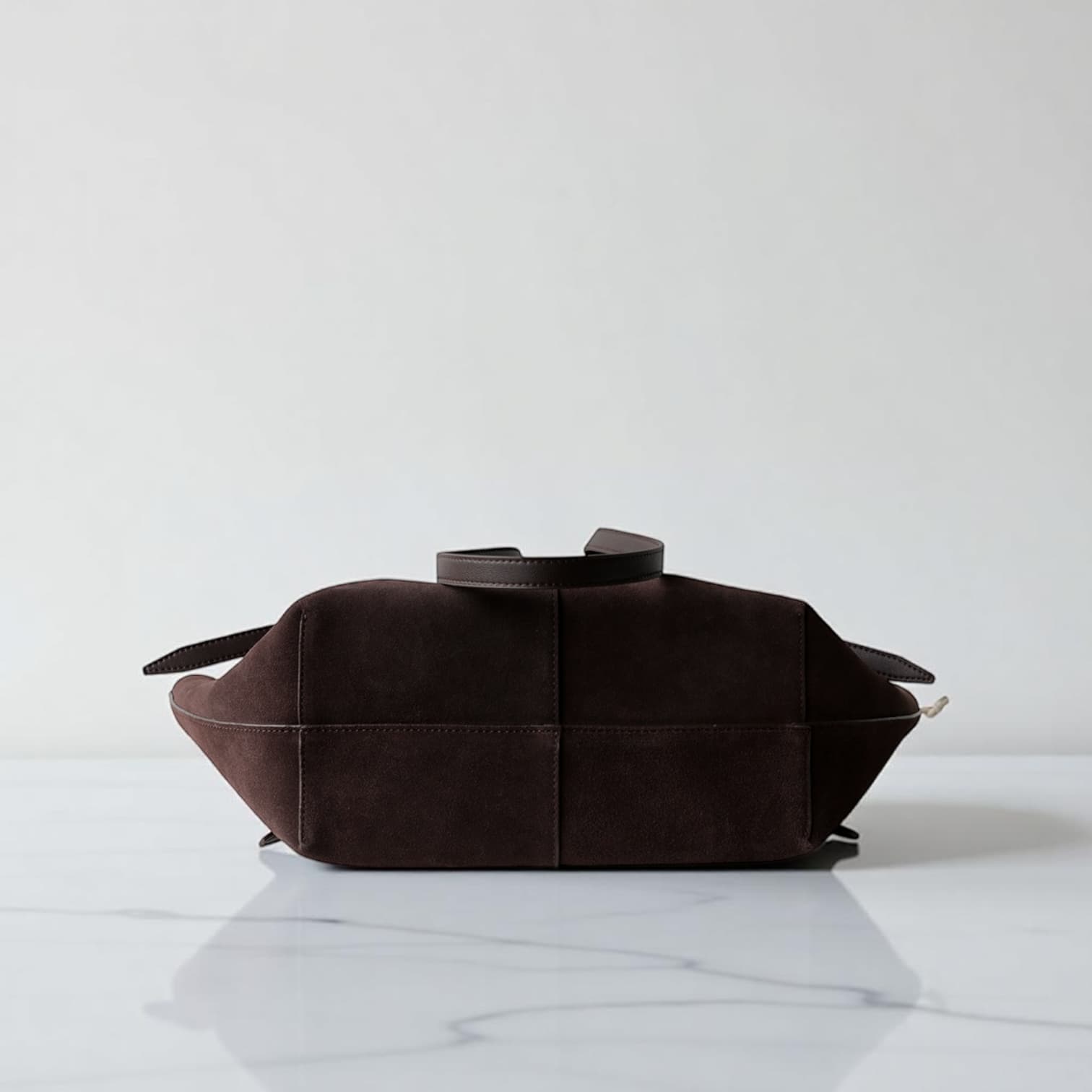 485 本革スウェードLHトートバッグ モカ / 上質レザー×巾着付き 通勤バッグ ルビリア