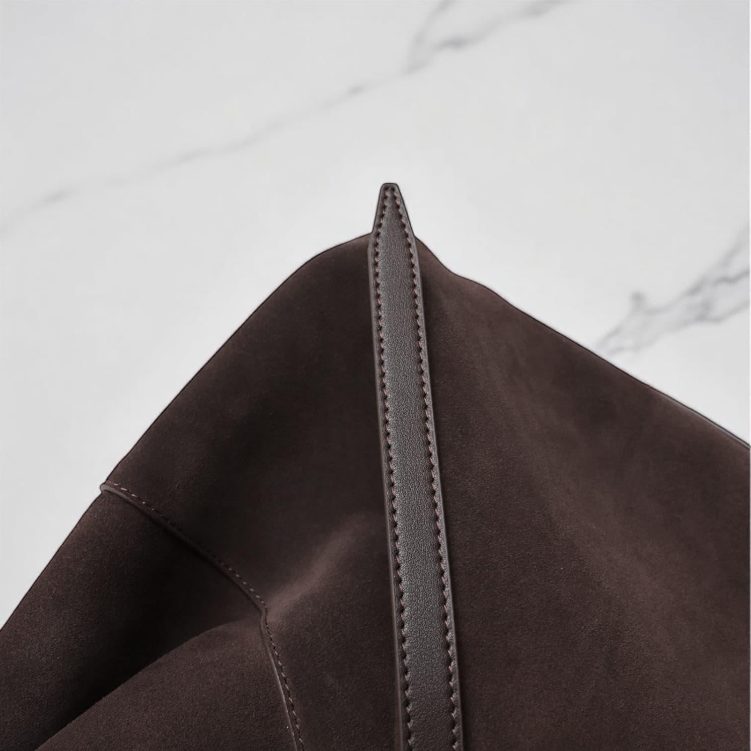 485 本革スウェードLHトートバッグ モカ / 上質レザー×巾着付き 通勤バッグ ルビリア