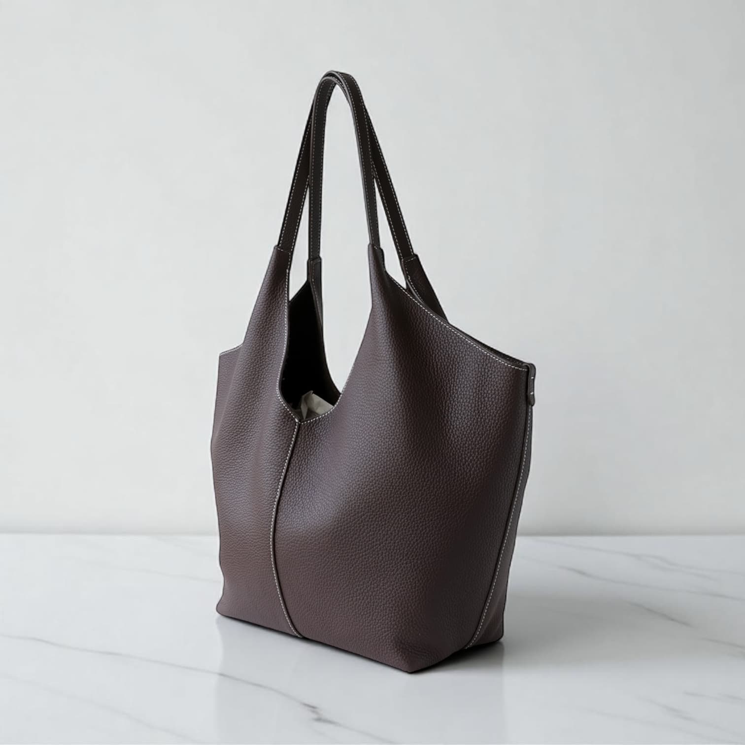 504 本革ショッパートートバッグ Mサイズ /モカ – 通勤にも使える上質トート ルビリア