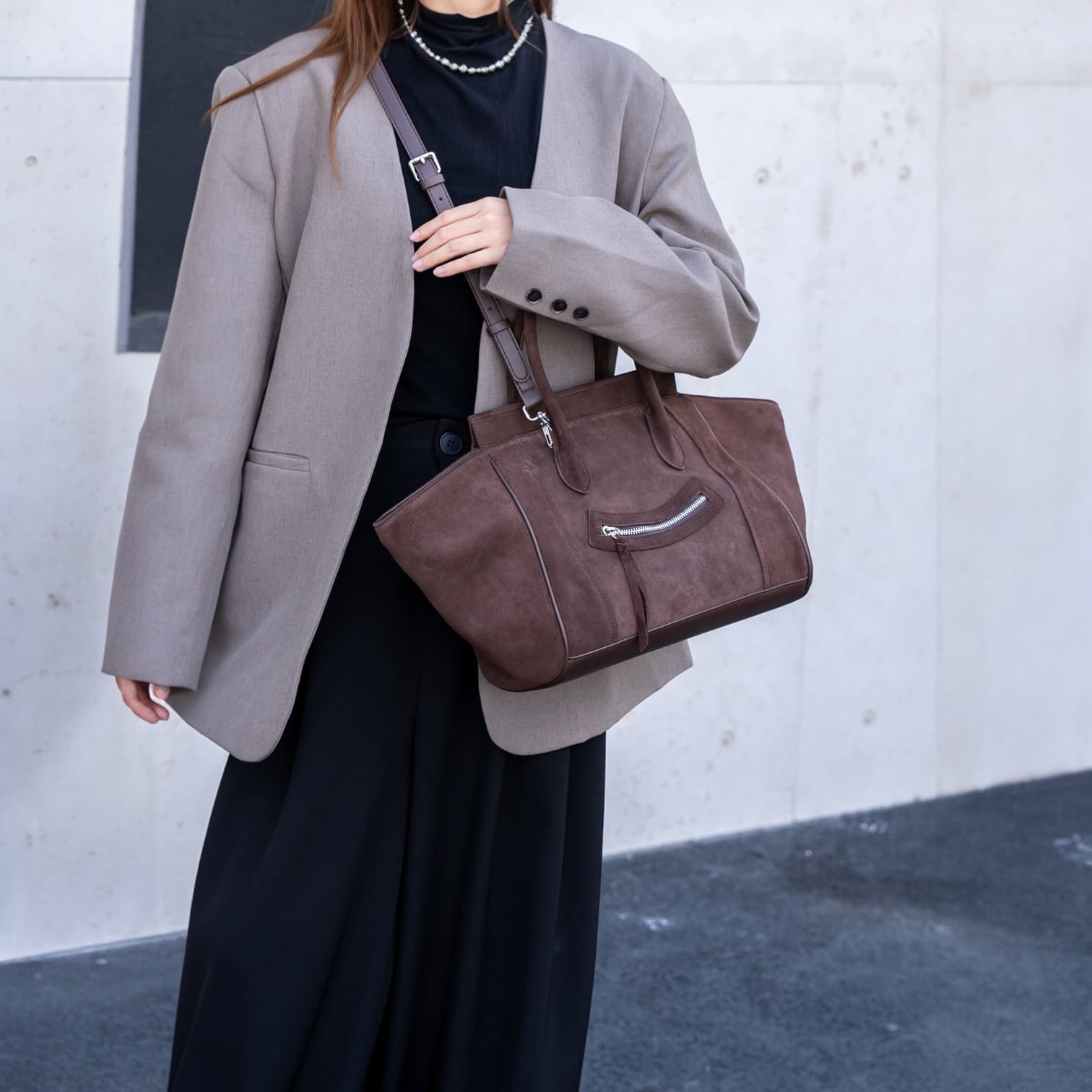 521 本革スウェードRGバッグ M モカ|A4対応×上質スウェード ルビリア