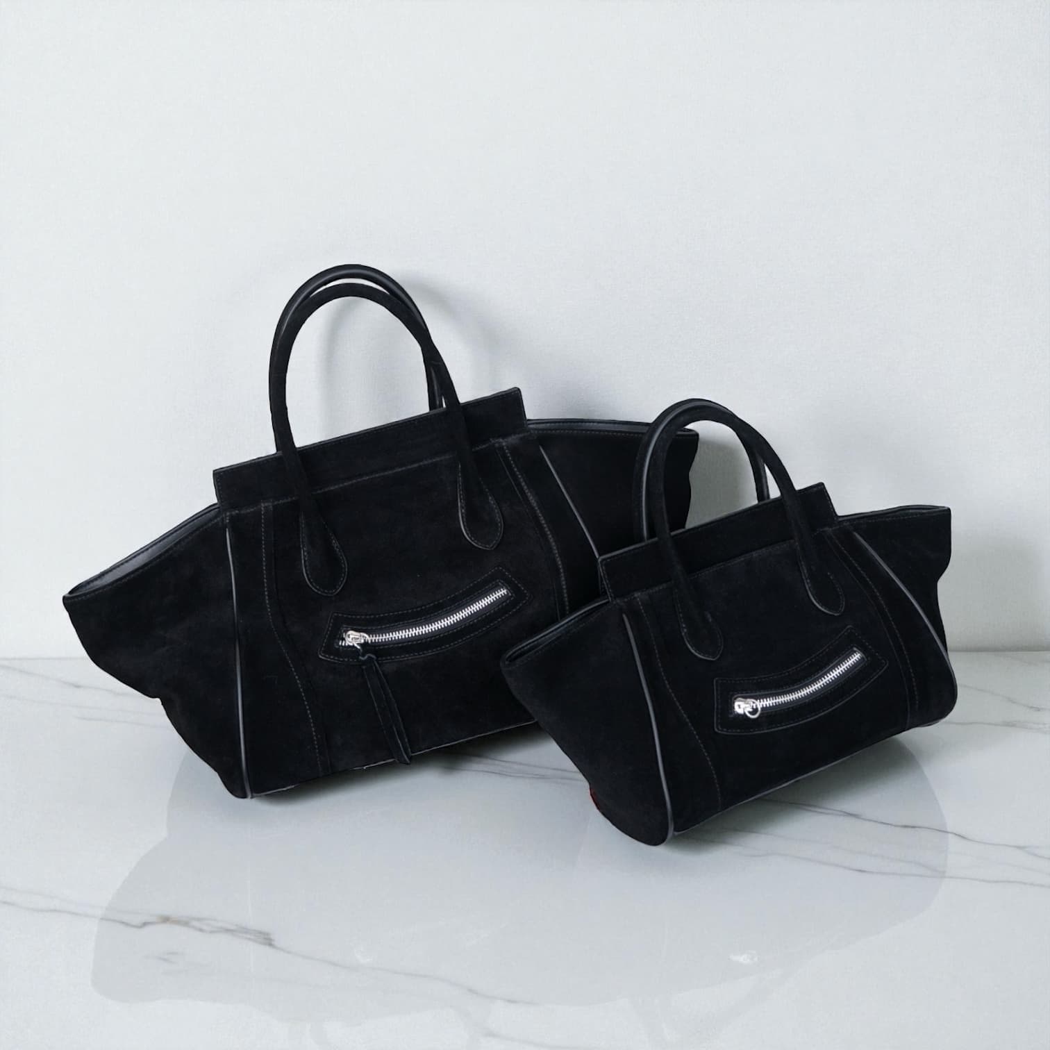 521 本革スウェードRGバッグ S&M/ブラック 軽量×上品スウェード ルビリア