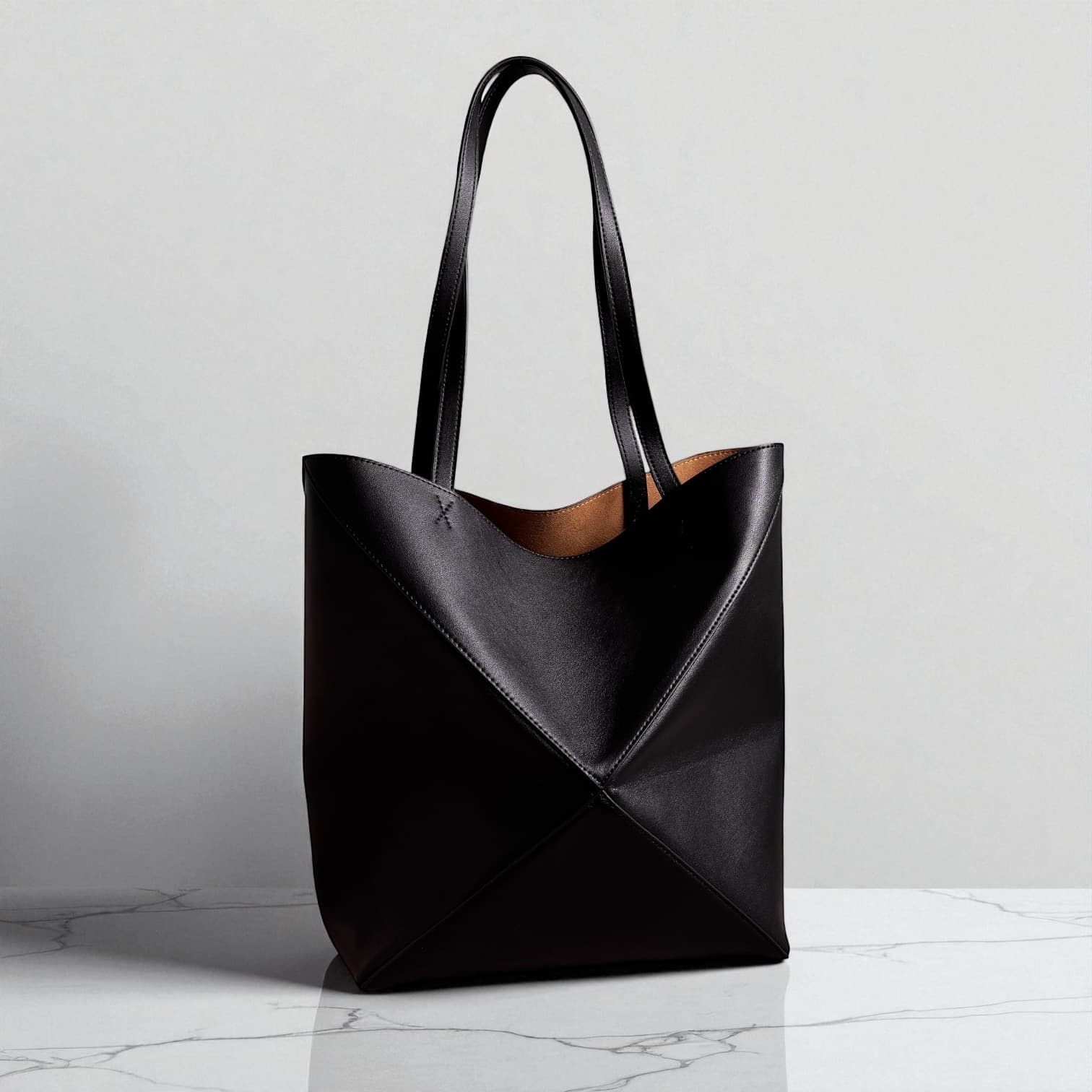 412 本革パズルトートバッグM ブラック 軽量A4対応トート 通勤バッグ ルビリア