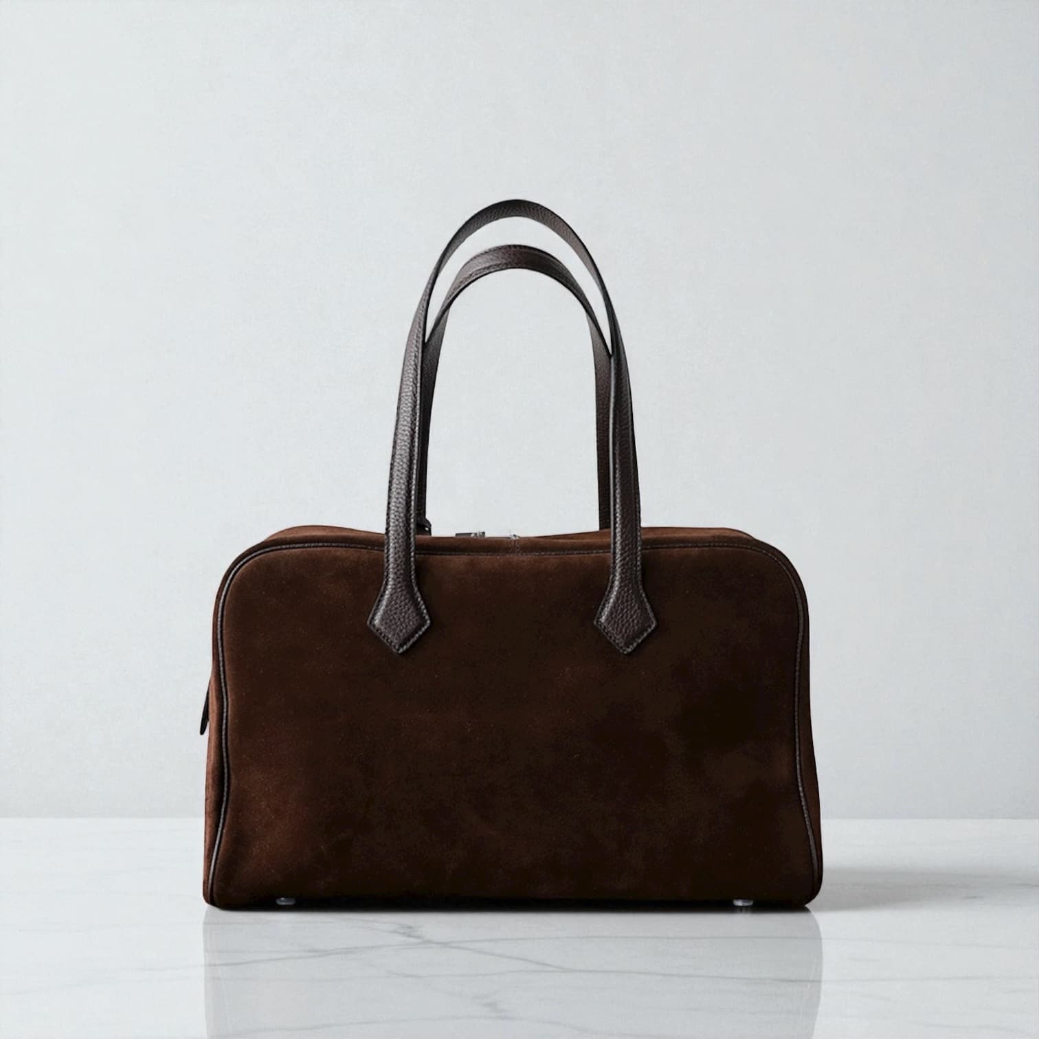 527 本革スウェードLHボストンバッグ ブラウン 南京錠付き A4対応 通勤用 小旅行バッグ ルビリア