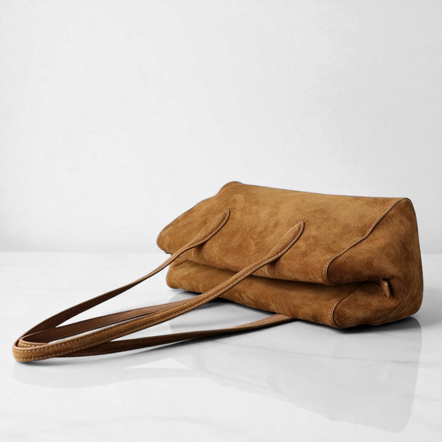 528 牛革スウェードソフトボストンバッグ