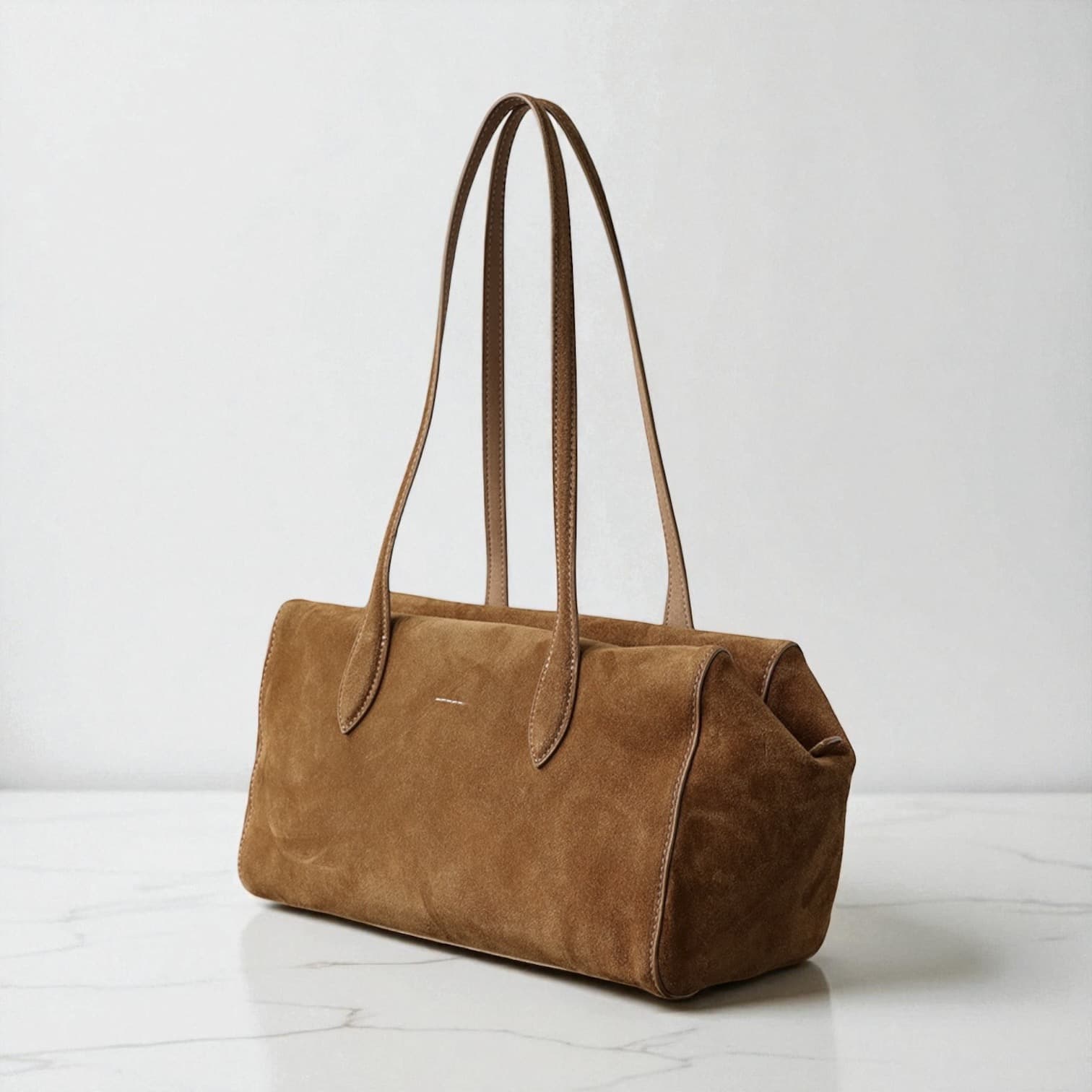 528 牛革スウェードソフトボストンバッグ