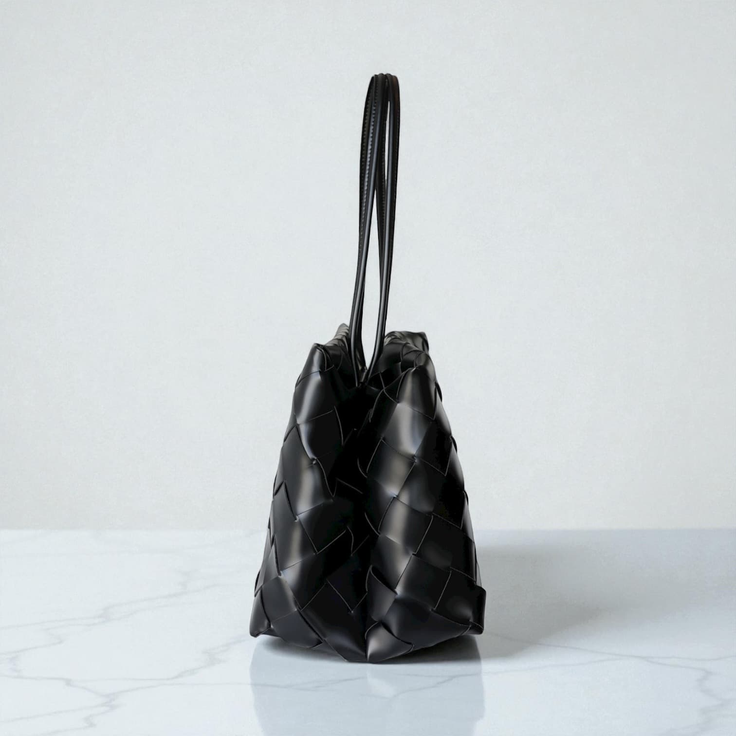 lv523 本革編み込みトートバッグ ブラック 通勤バッグ・A4対応 上品デザイン ルビリア