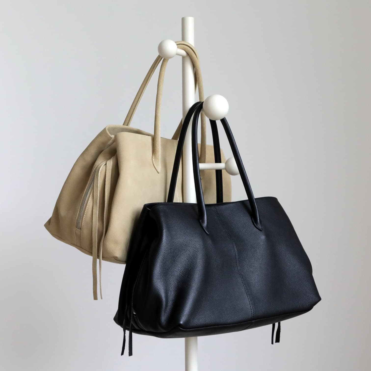 531 本革BLNトートバッグ ブラック ベージュ|A4対応大容量トート ルビリア