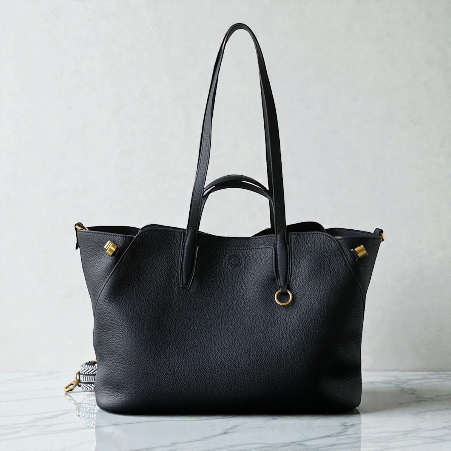 541 本革TFハンドルバッグ / Lサイズ ブラック A4収納可 スマホポケット付き ルビリア