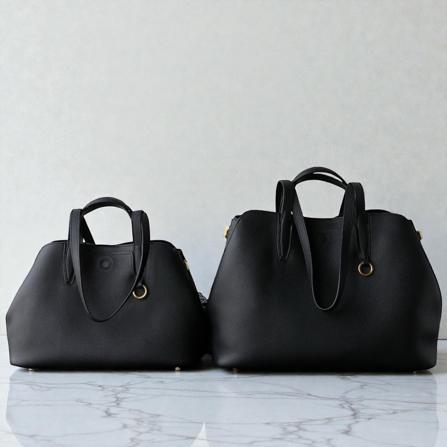 541 本革TFハンドルバッグ / M&Lサイズ ブラック A4収納可 スマホポケット付き ルビリア