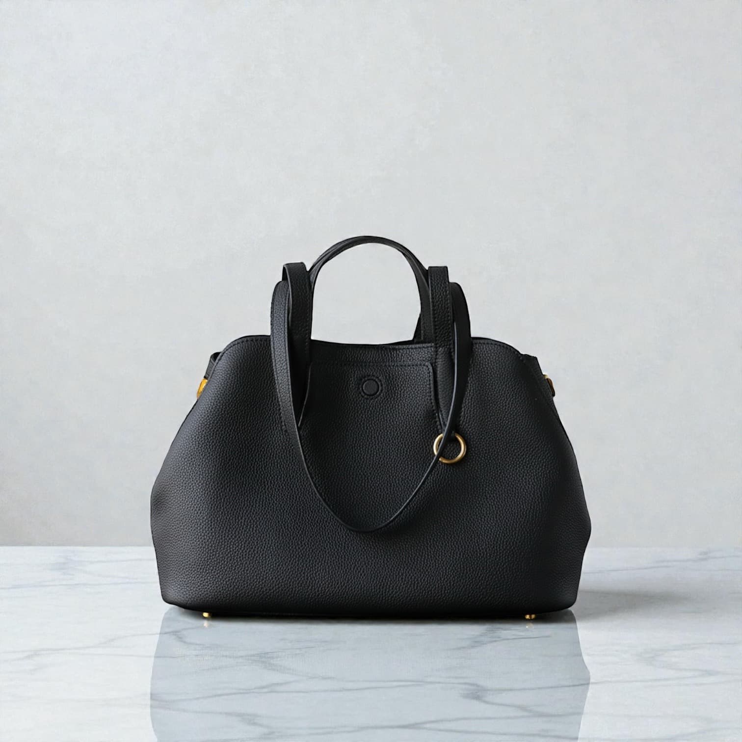 541 本革TFハンドルバッグ / Mサイズ ブラック A4収納可 スマホポケット付き ルビリア