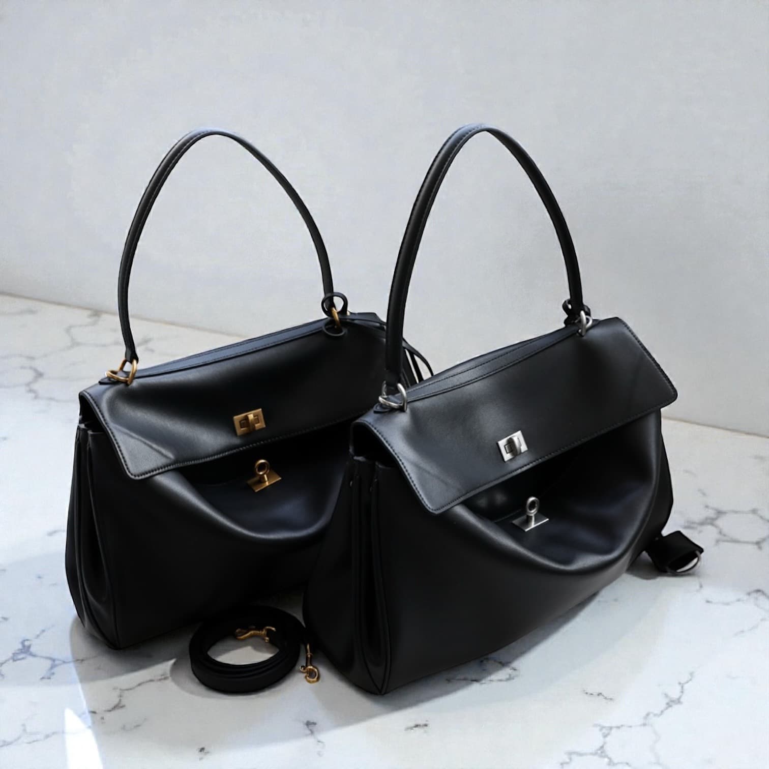 545 本革OHフラップバッグ / BLACK A4対応 2WAY 大人上品通勤バッグ ルビリア