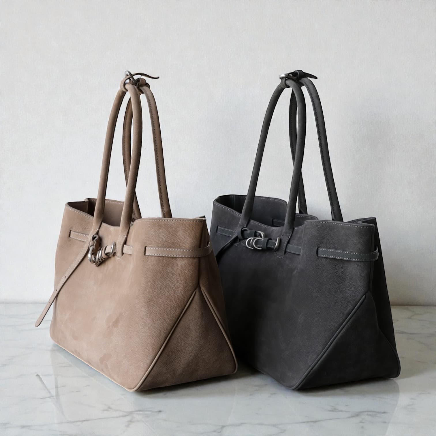 538 鹿革RBバッグ BEIGE・GRAY|A4収納・軽量0.5kg・上質ディアレザー ルビリア