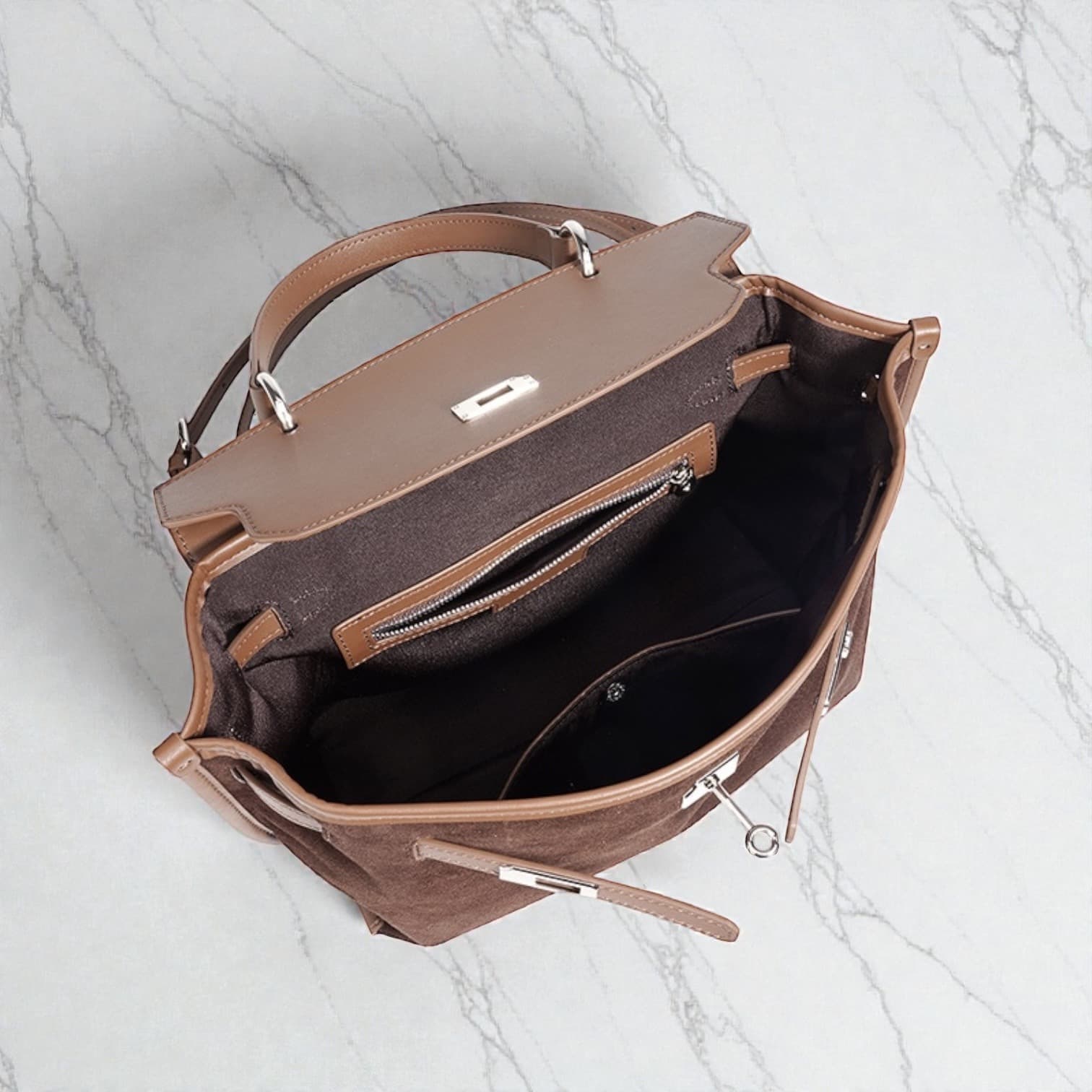 536 本革HBフラップ3WAYバッグ BROWN|上品に背負える大人バックパック ルビリア