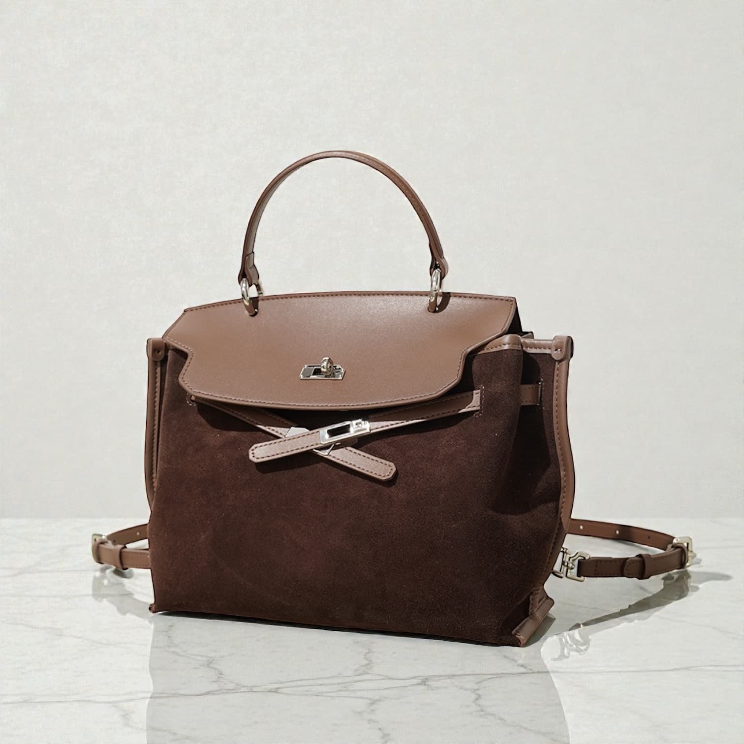 536 本革HBフラップ3WAYバッグ BROWN|上品に背負える大人バックパック ルビリア