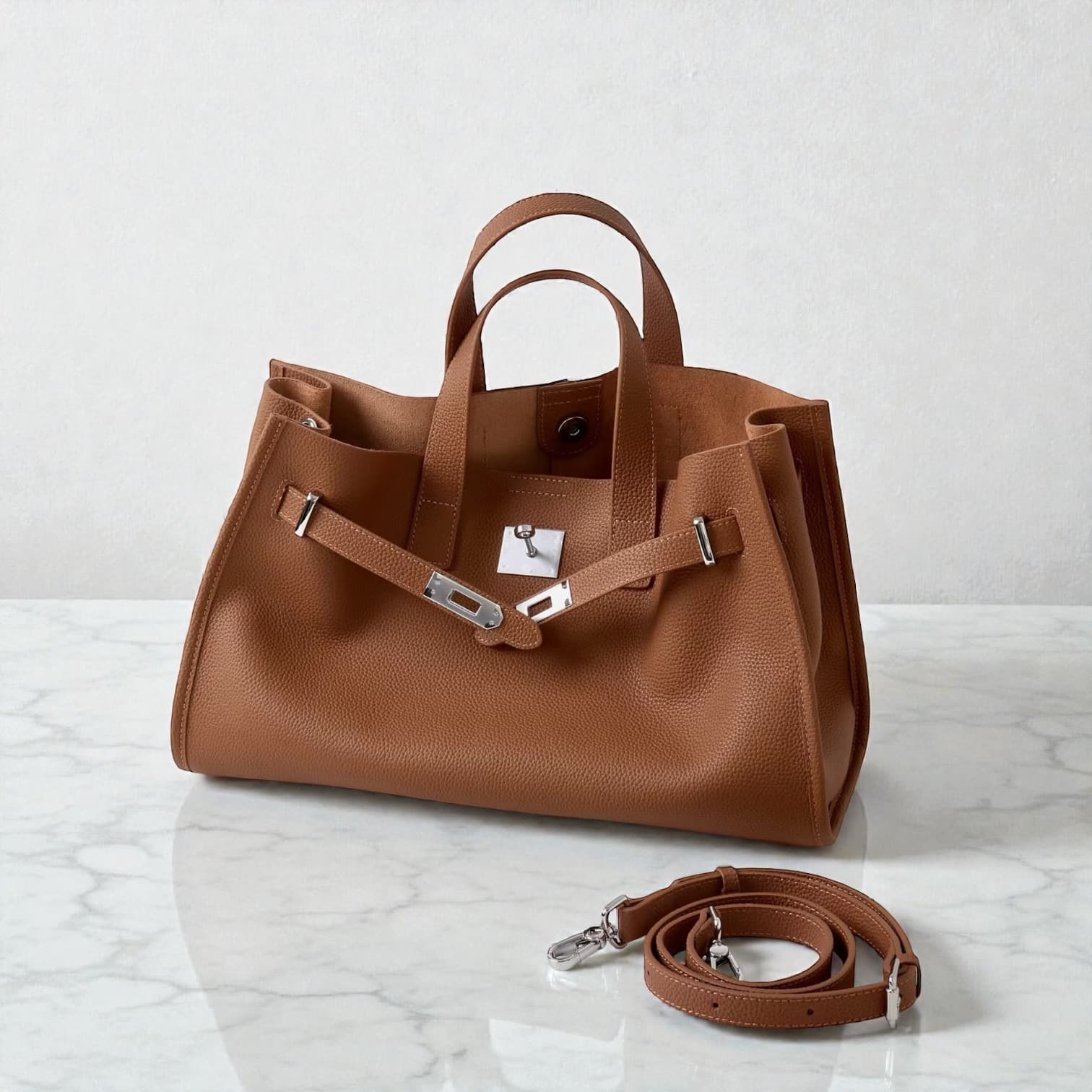 550 本革FBラージバッグ ブラウン|A4・PC対応の上質レザー通勤バッグ ルビリア