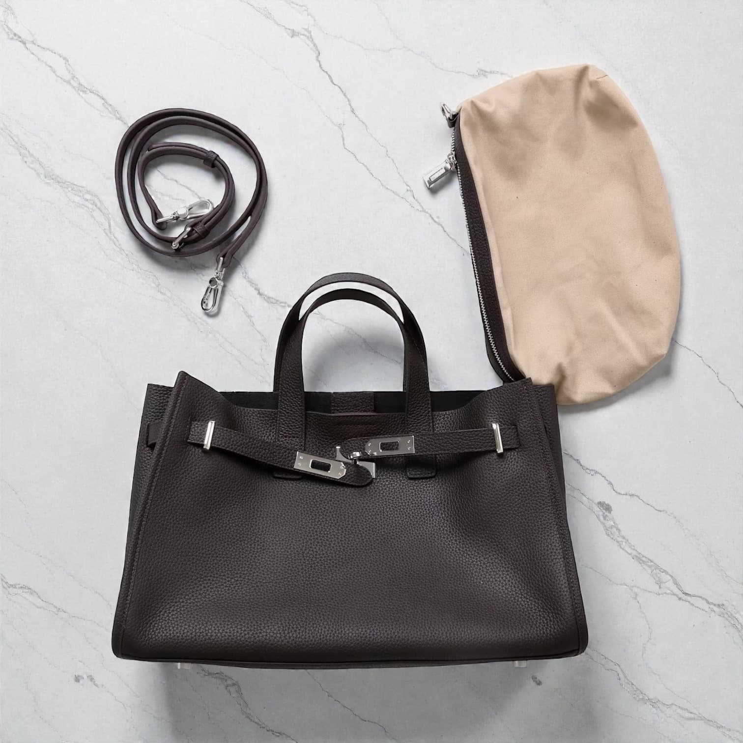 550 本革FBラージバッグ チャコール|A4・PC対応の上質レザー通勤バッグ ルビリア