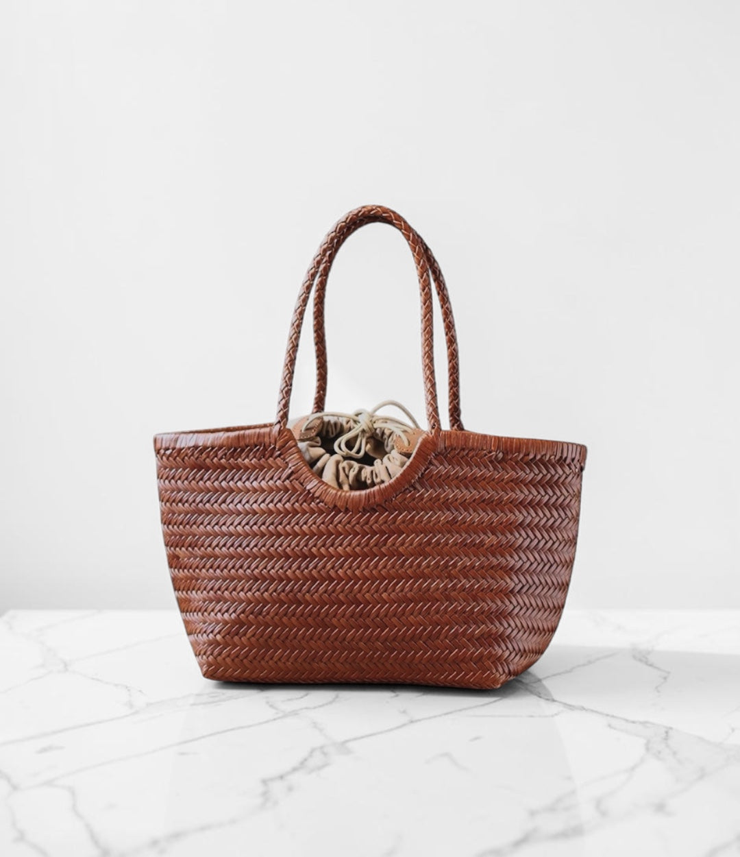 469牛革編み込みレイヤードバッグ