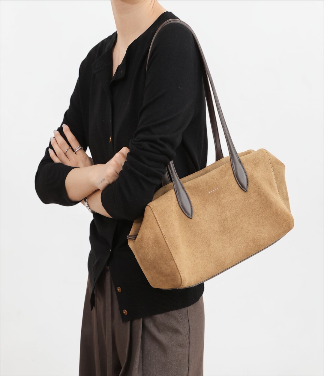 627牛革スウェードバッグ BROWN