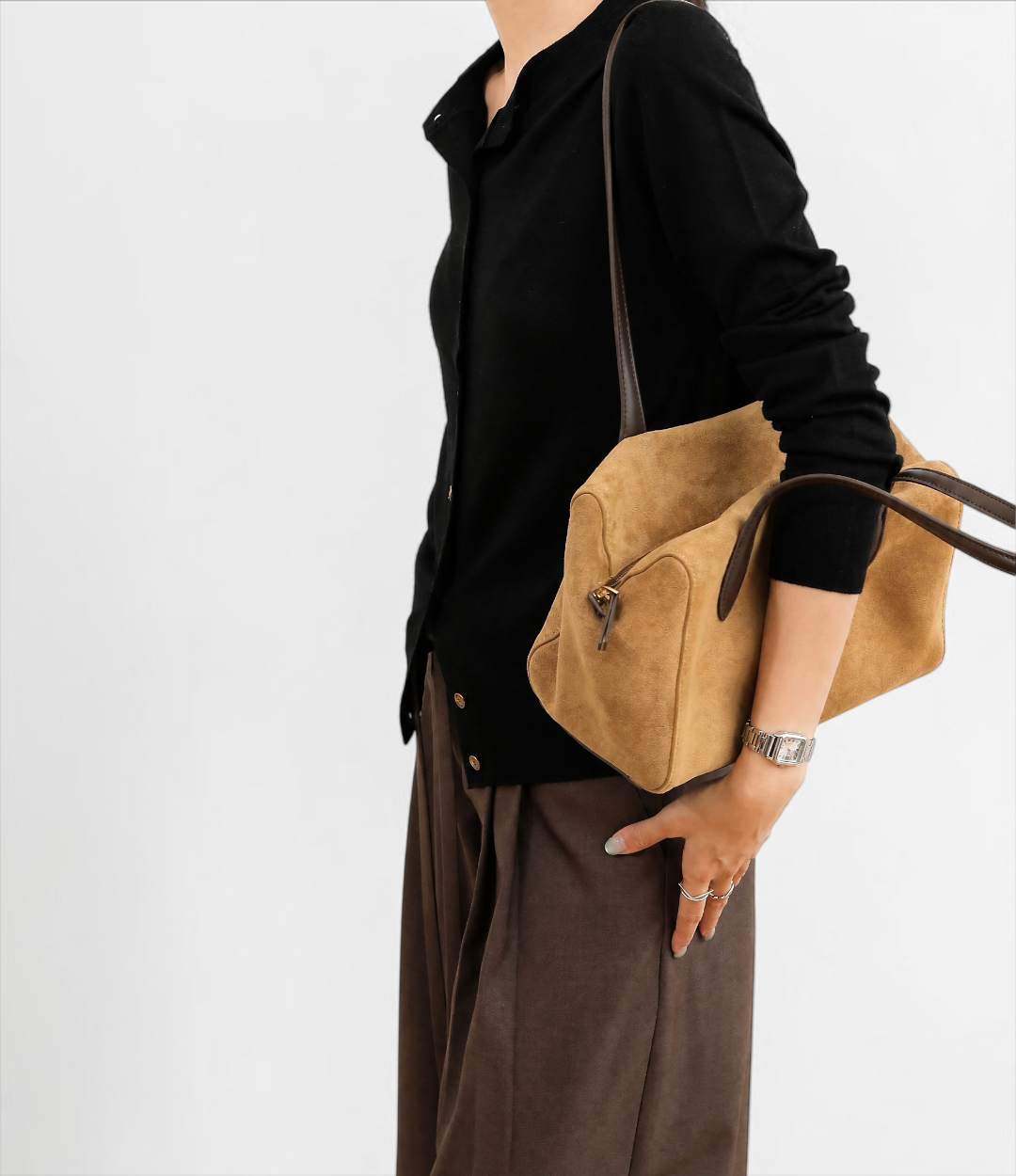 627牛革スウェードバッグ BROWN