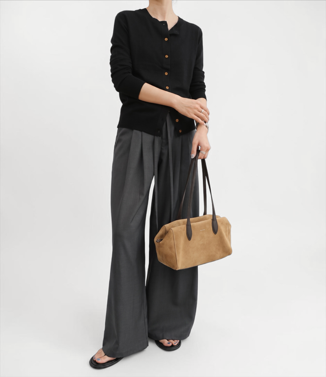 627牛革スウェードE/Wボストンバッグ BROWN 横長肩掛けバッグ