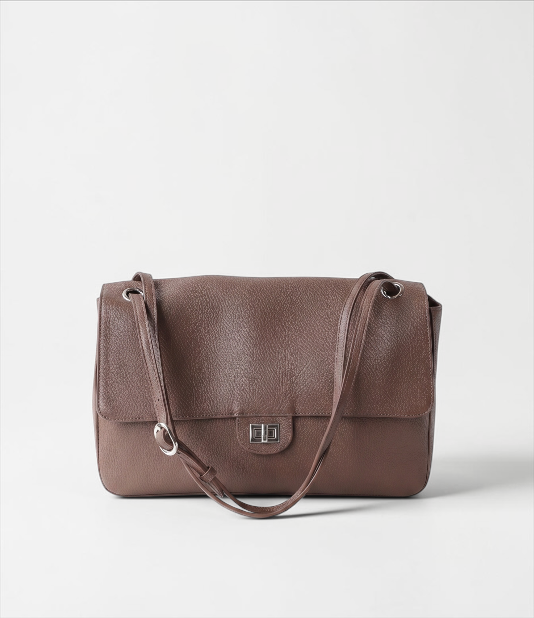 630 牛革フラップ2WAYショルダーバッグM BEIGE｜柔らかな本革バッグ
