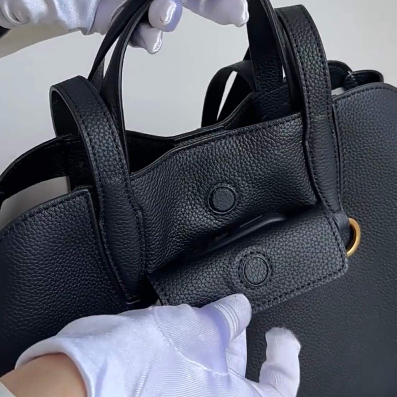 541 本革TFハンドルバッグ / Lサイズ　ブラック A4収納可 スマホポケット付き　ルビリア