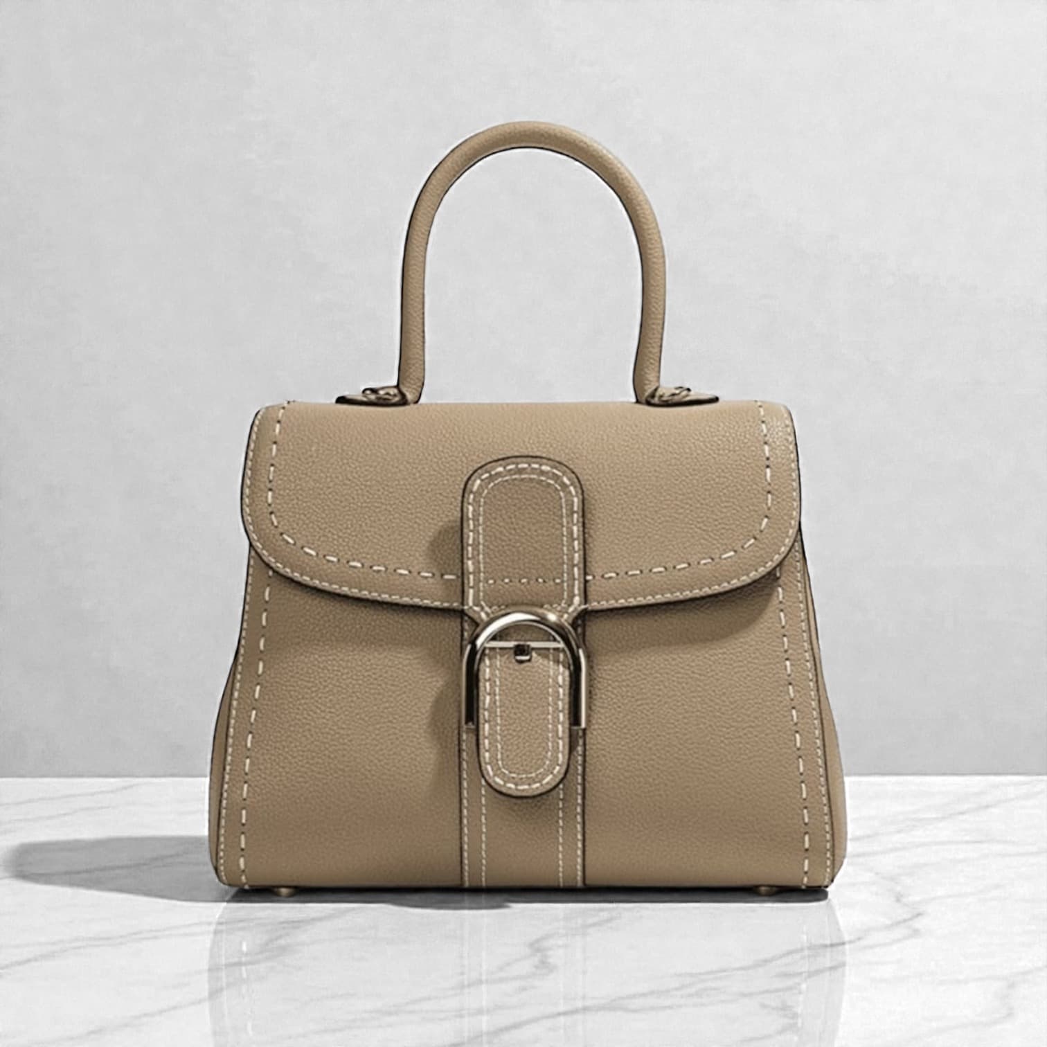 310 牛革TOP“H”ステッチバッグ Sサイズ｜休日にもフォーマルにも映える上質レザー/BEIGE